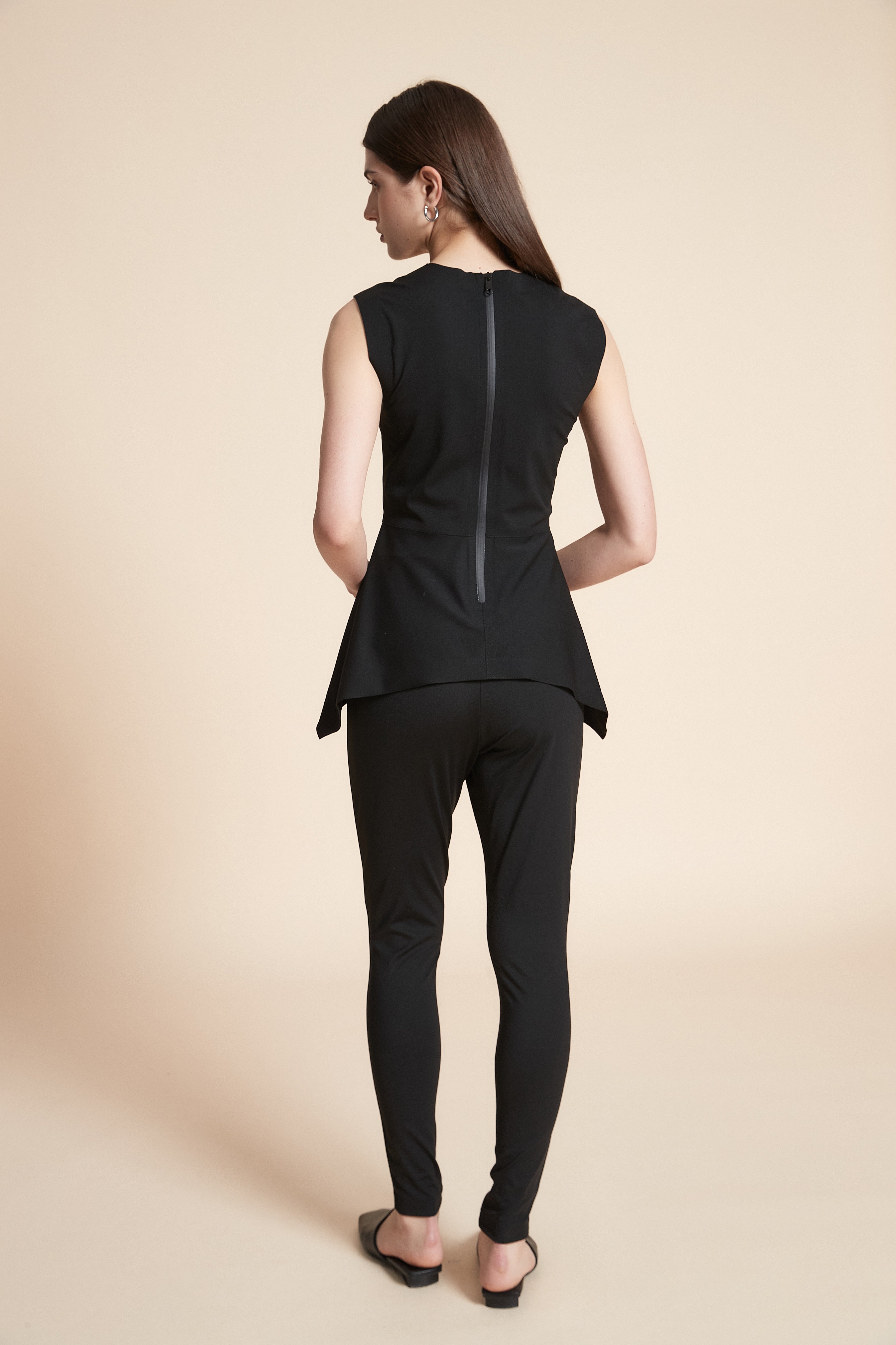 Solid Sleeveless Mid-Length Blouse