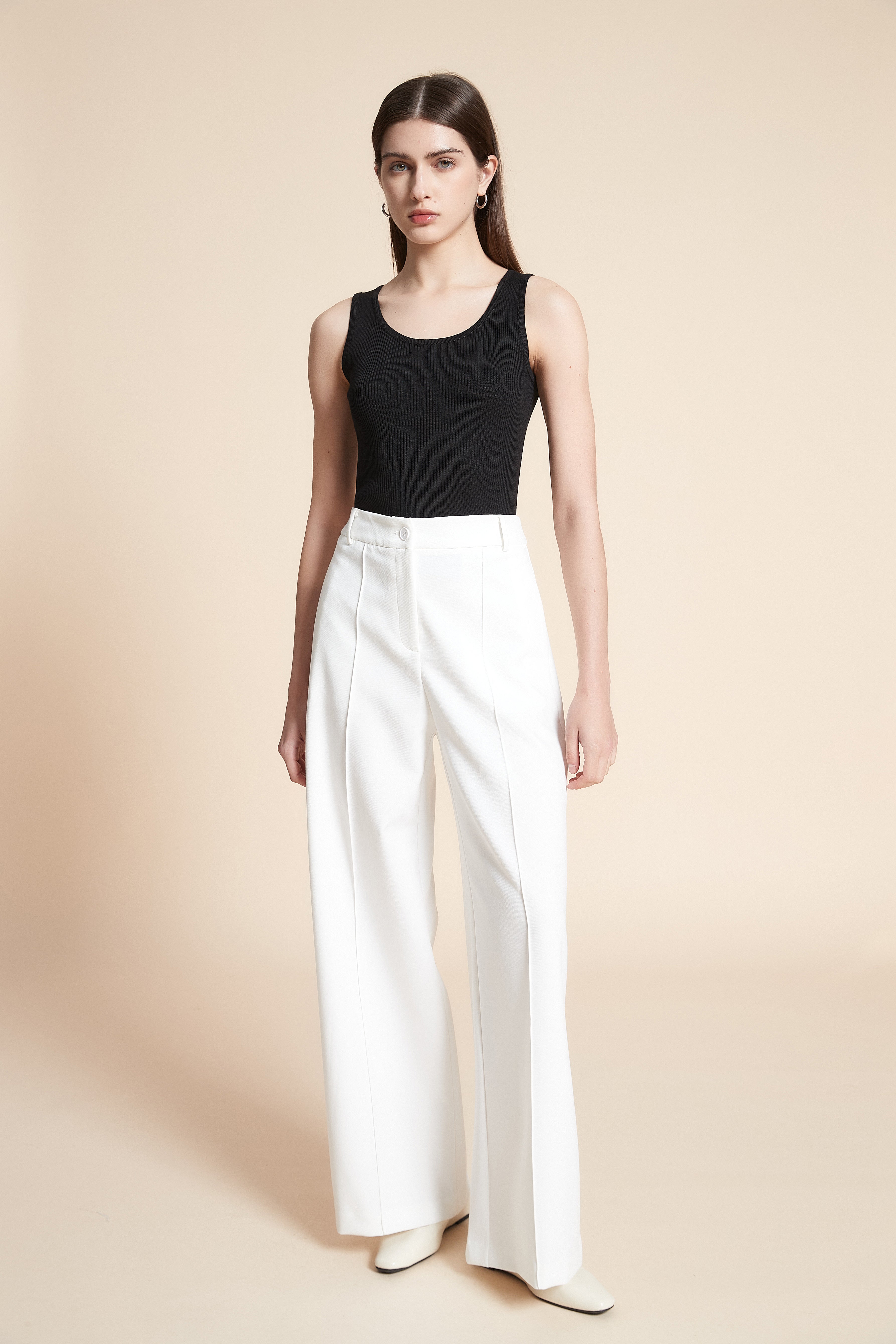 Plain Straight Leg Trousers