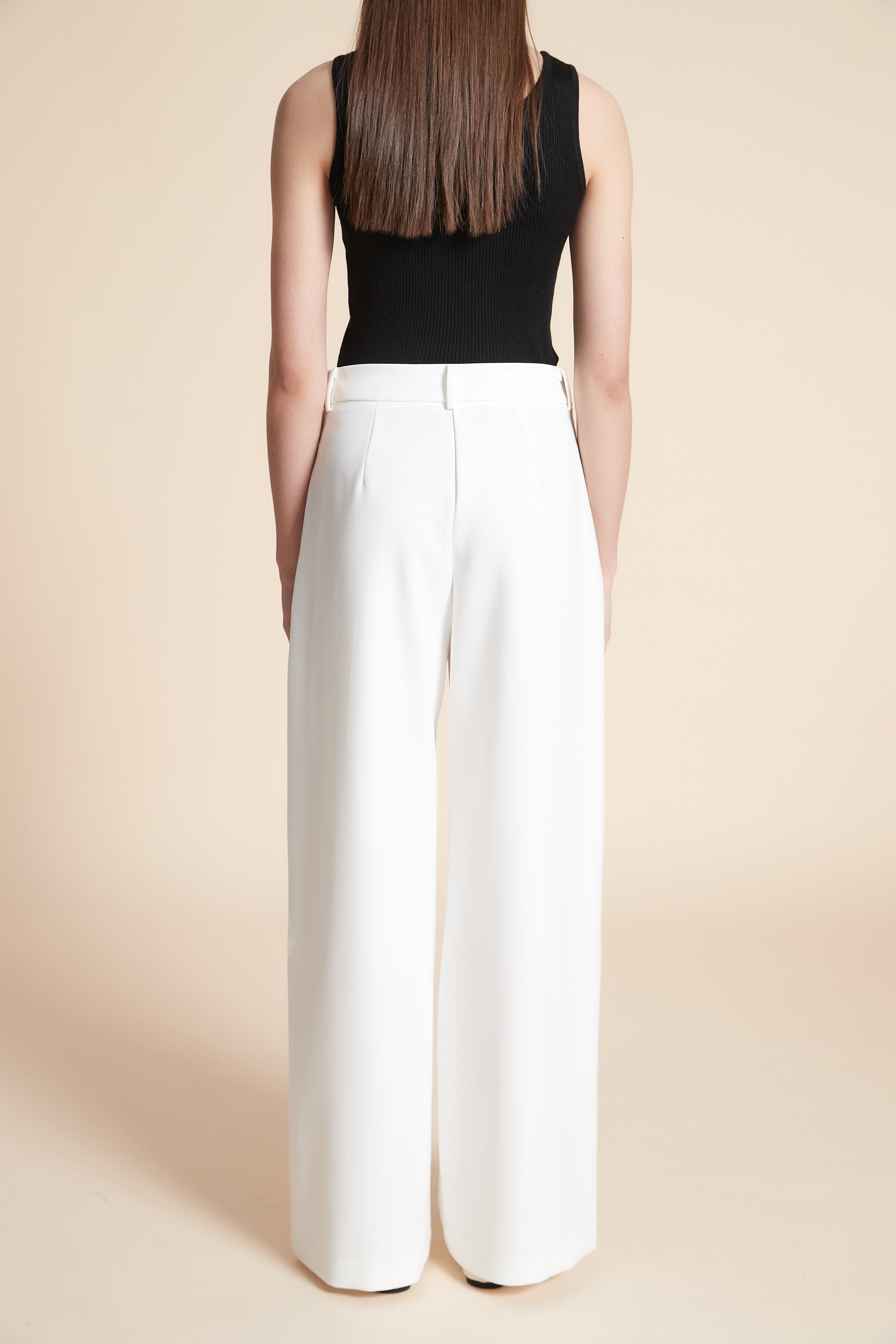 Plain Straight Leg Trousers