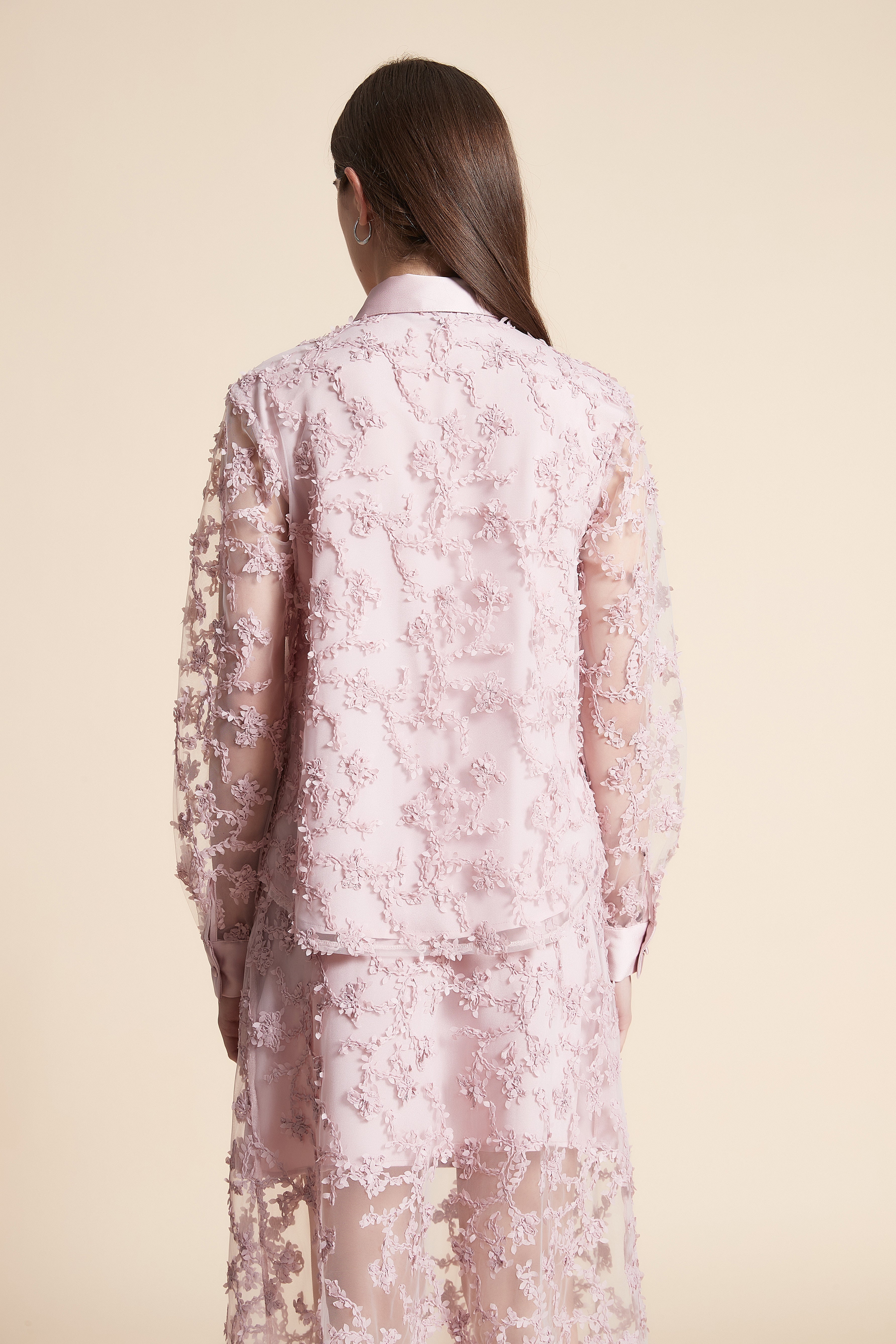 Embroidered Long Sleeve Midi Shirt