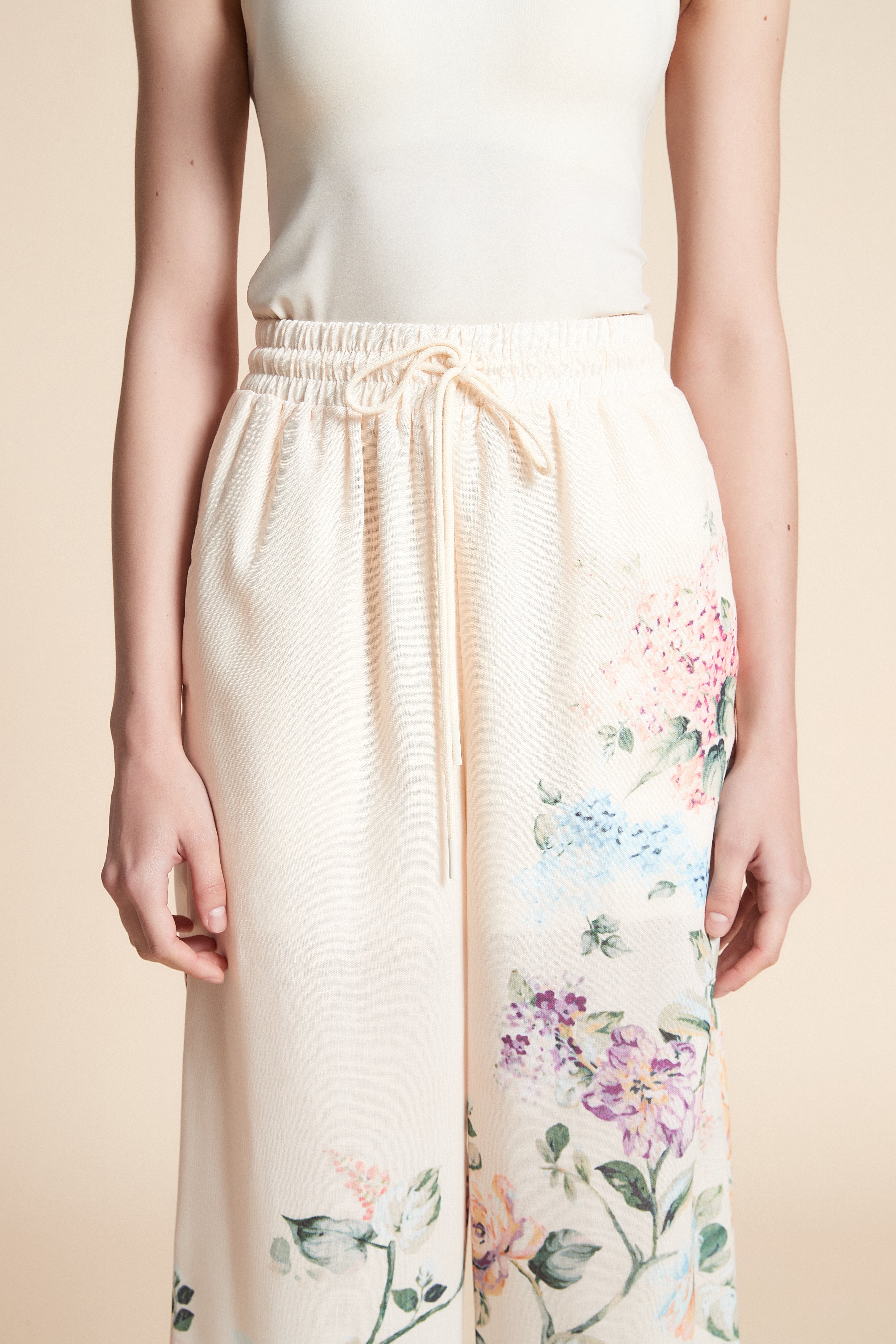 Wide-Leg Printed Long Pants