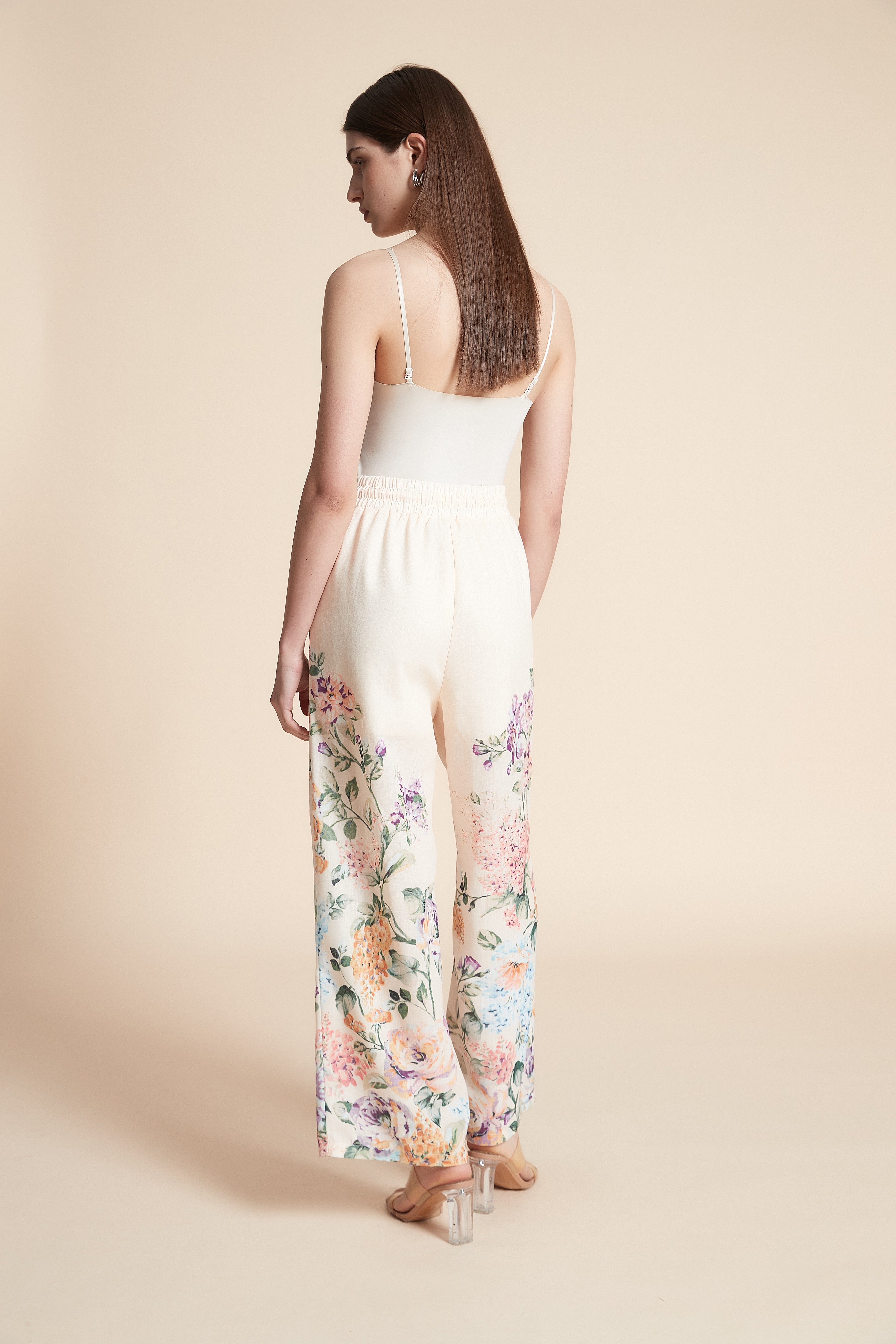 Wide-Leg Printed Long Pants