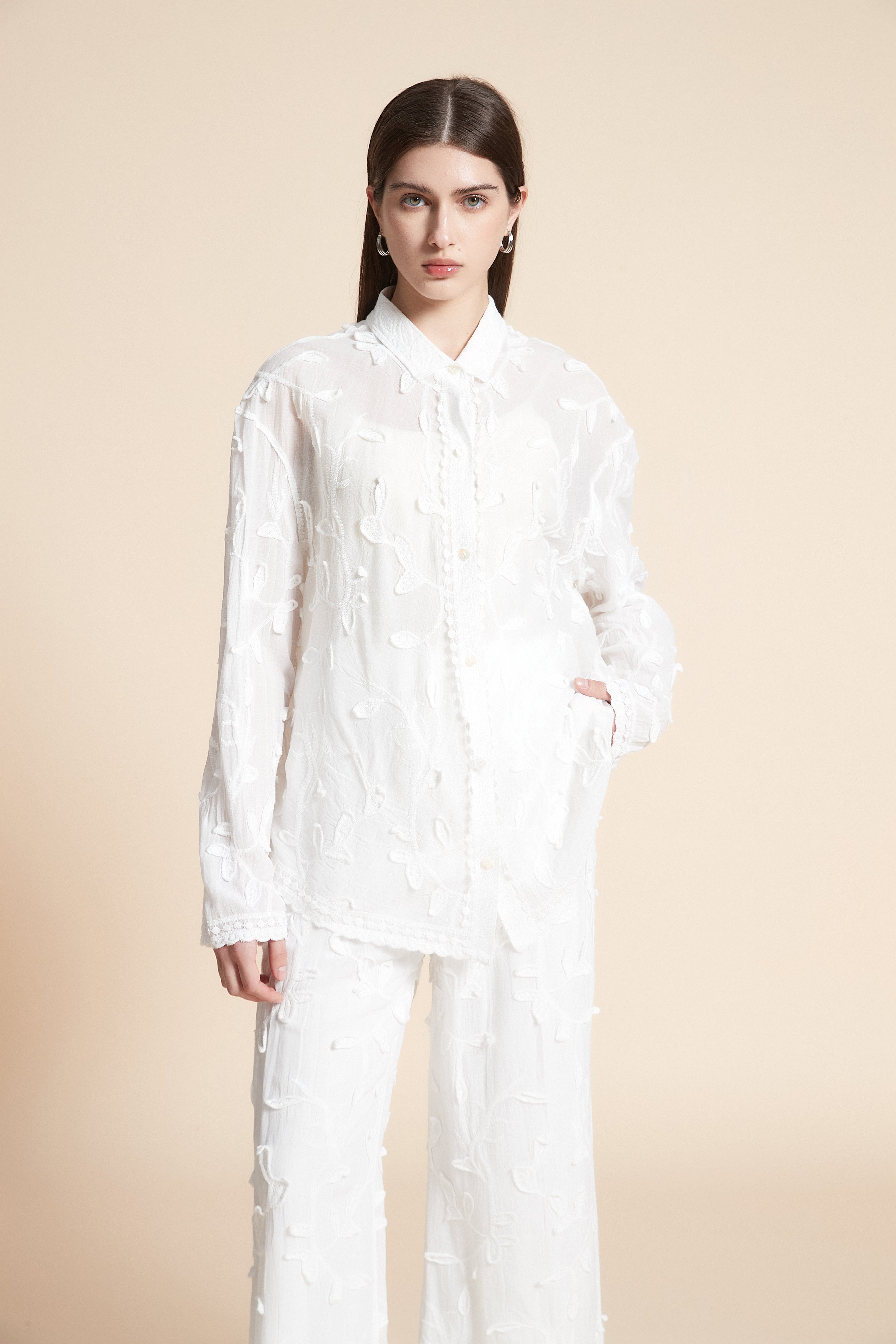 Embroidered Long Sleeve Blouse