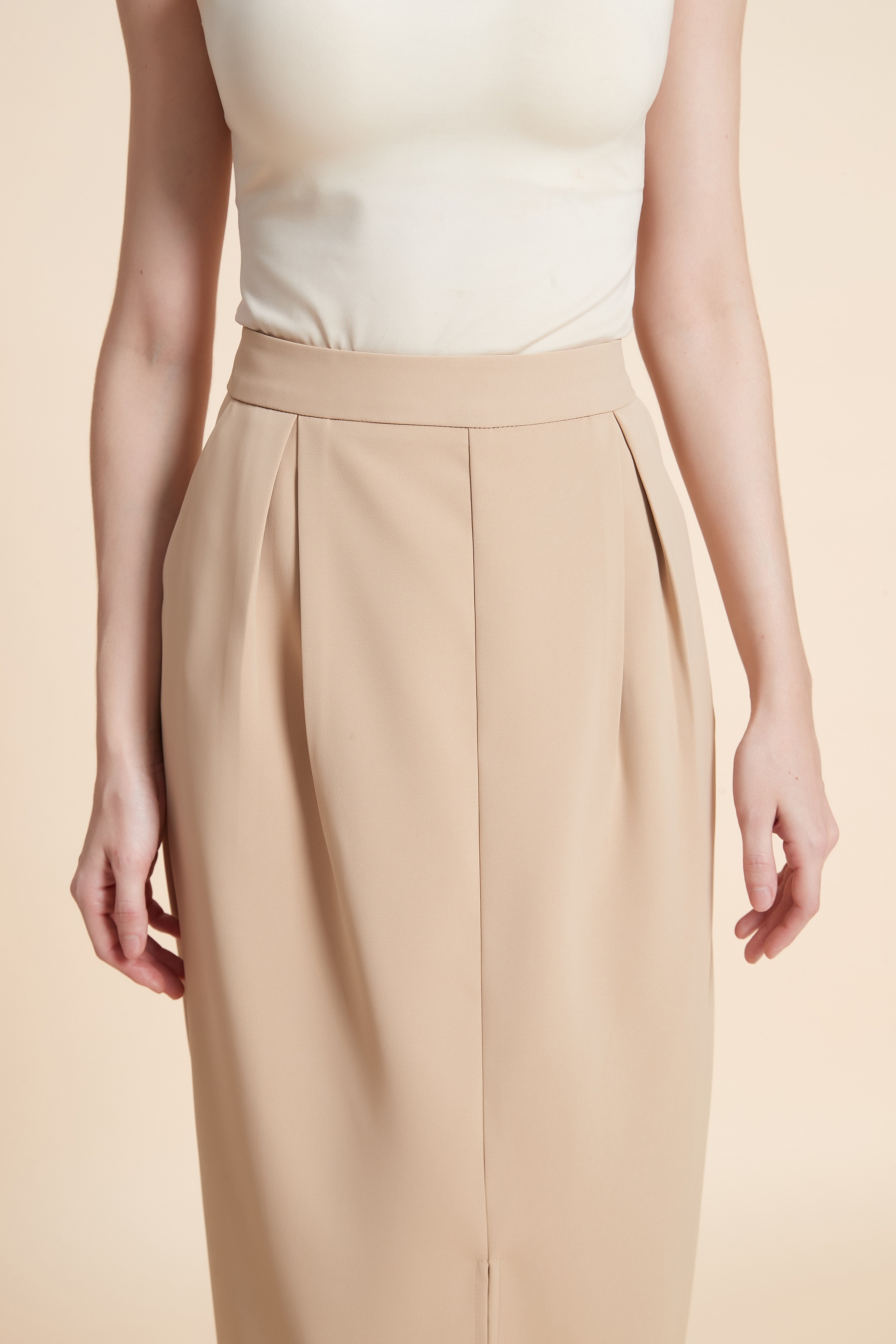 Pencil midi skirt with a front slit