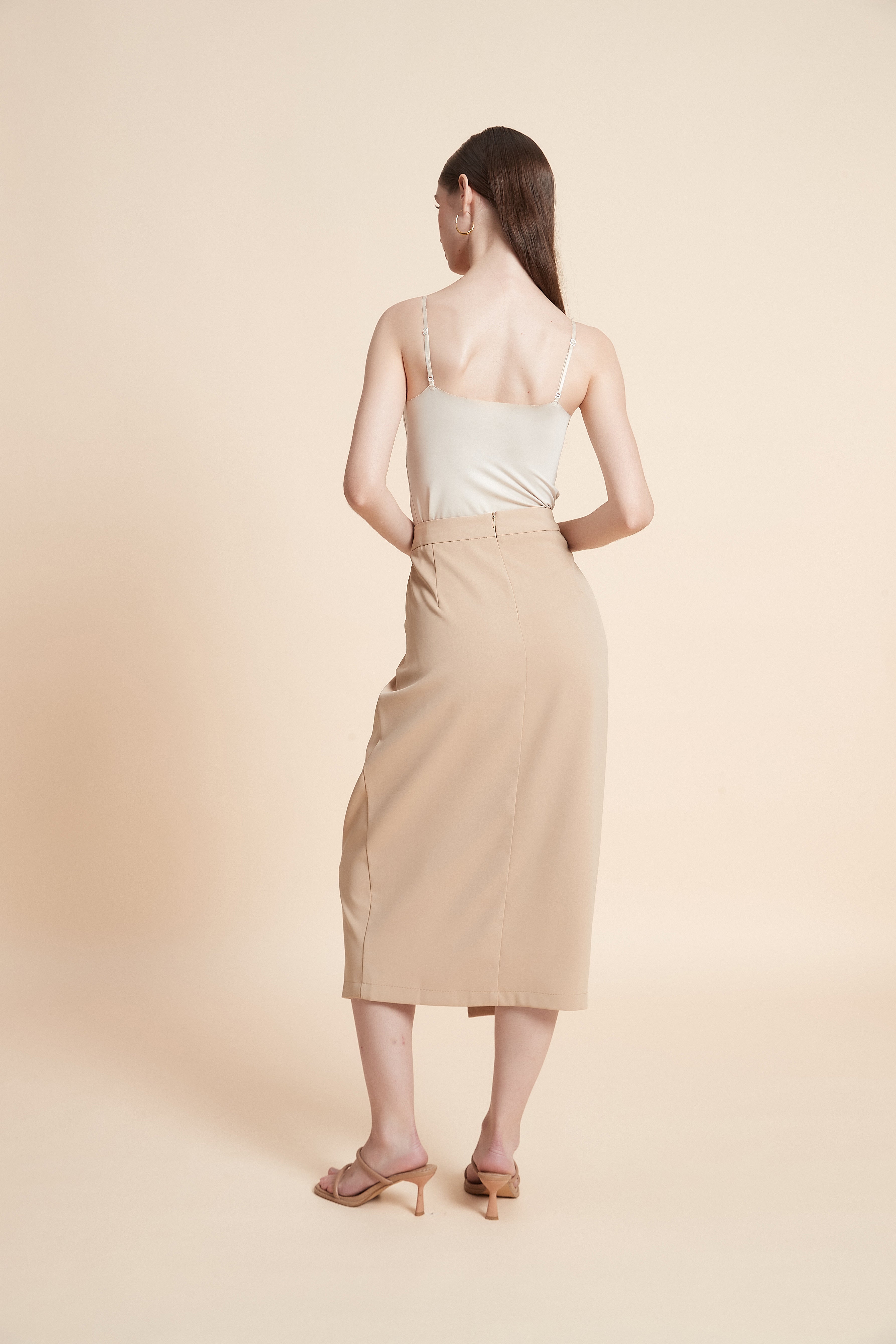 Pencil midi skirt with a front slit