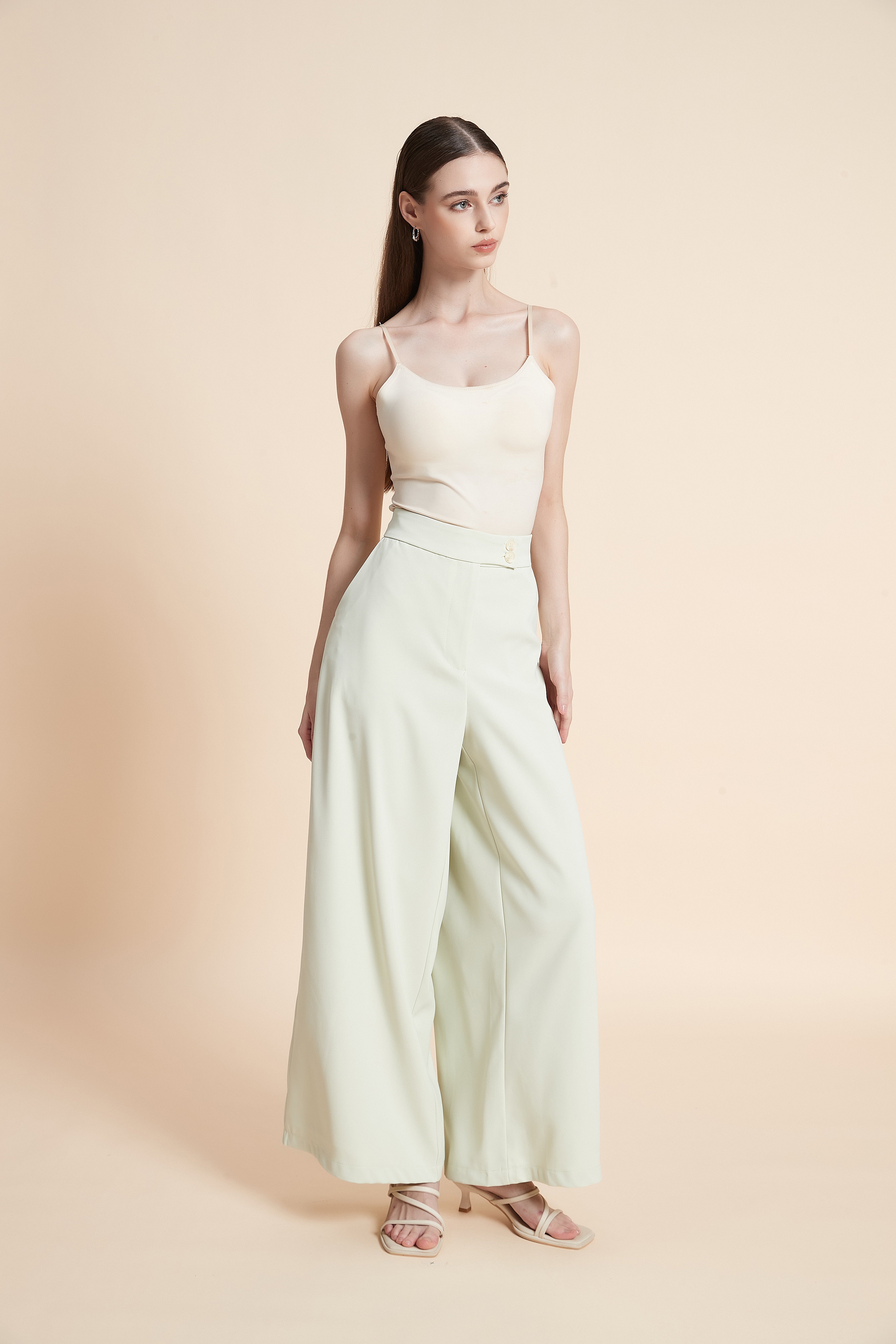 High-waist wide-leg pants