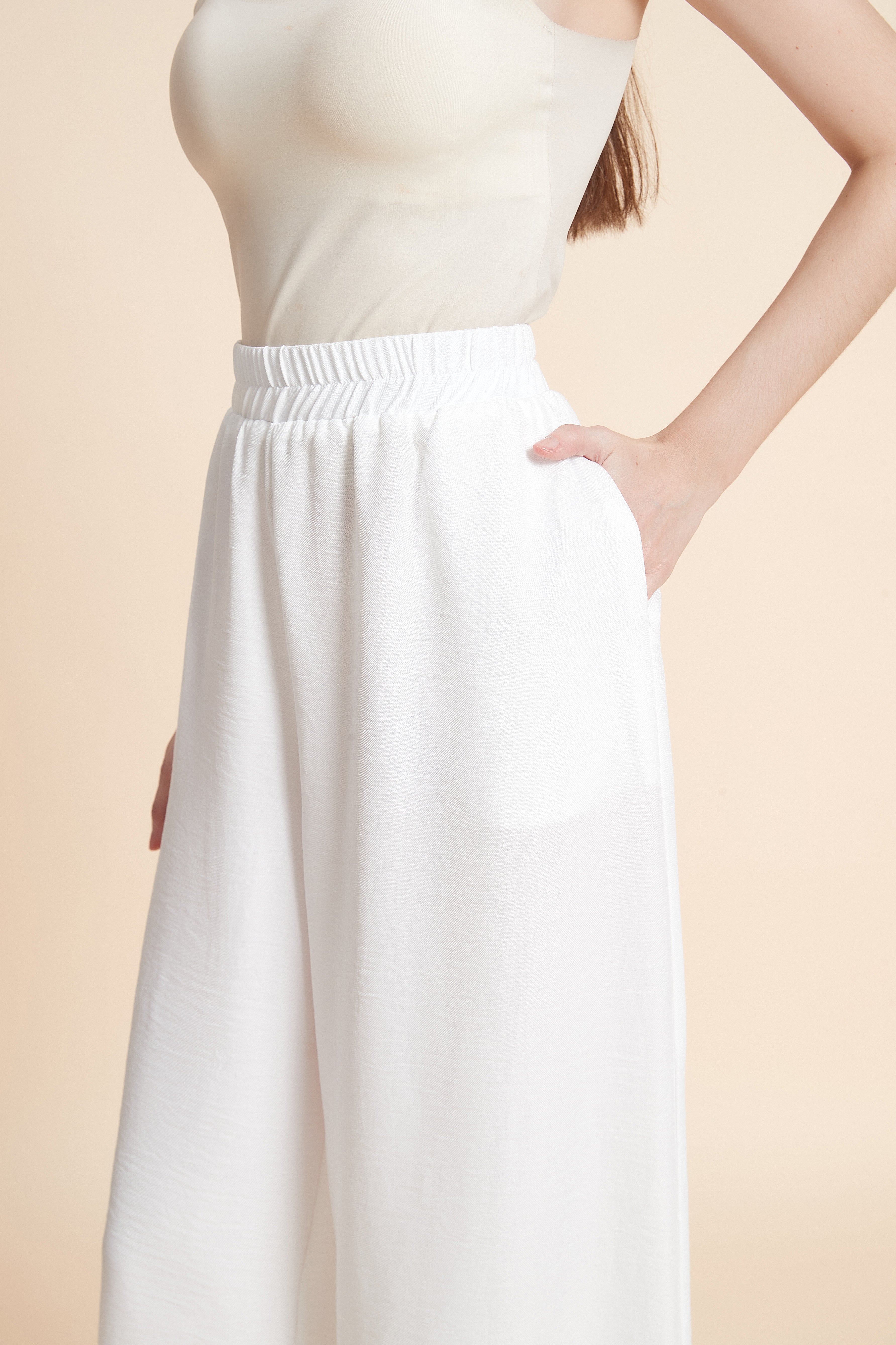 Wide-leg palazzo pants with elastic waist