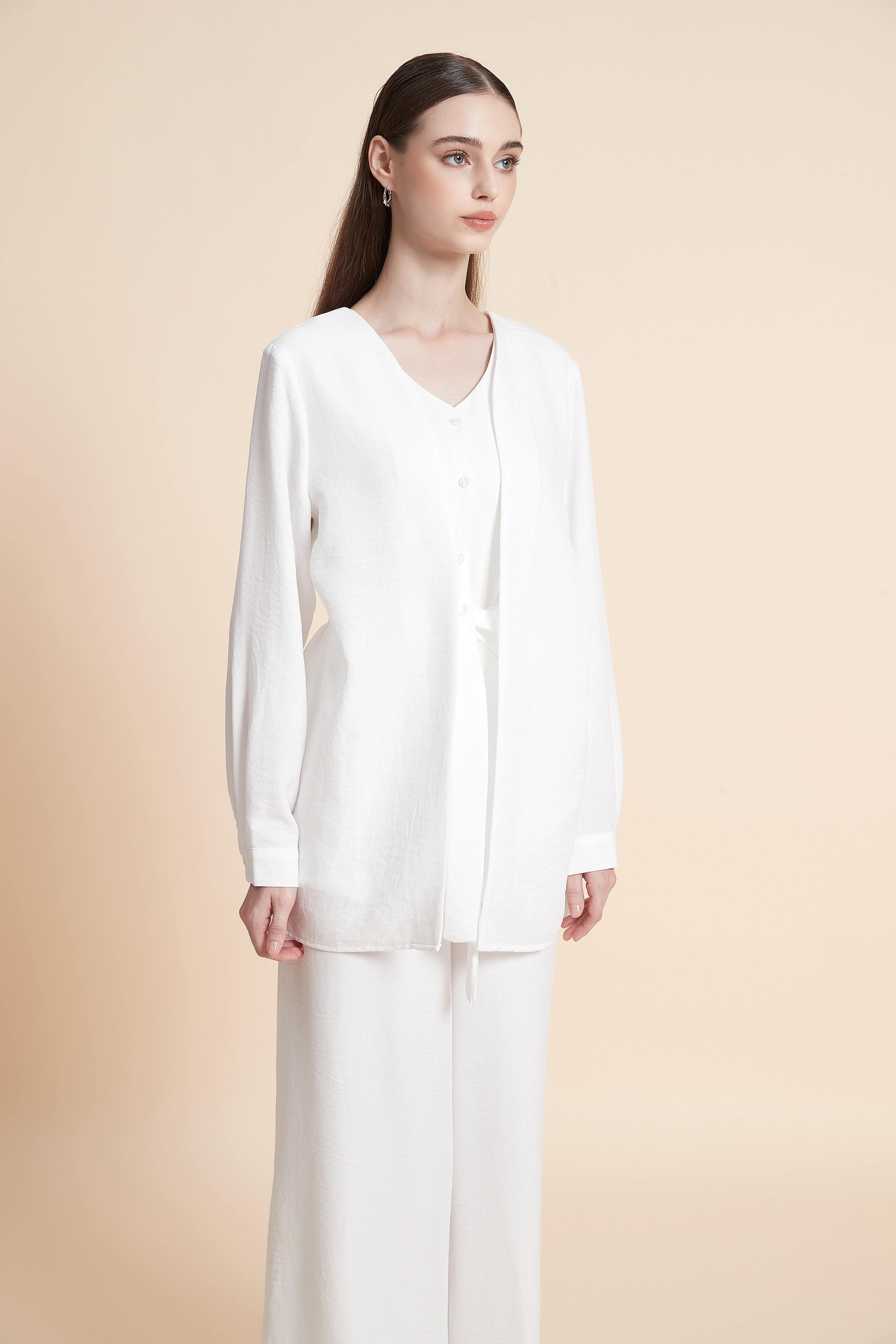 Two-piece open-front cardigan