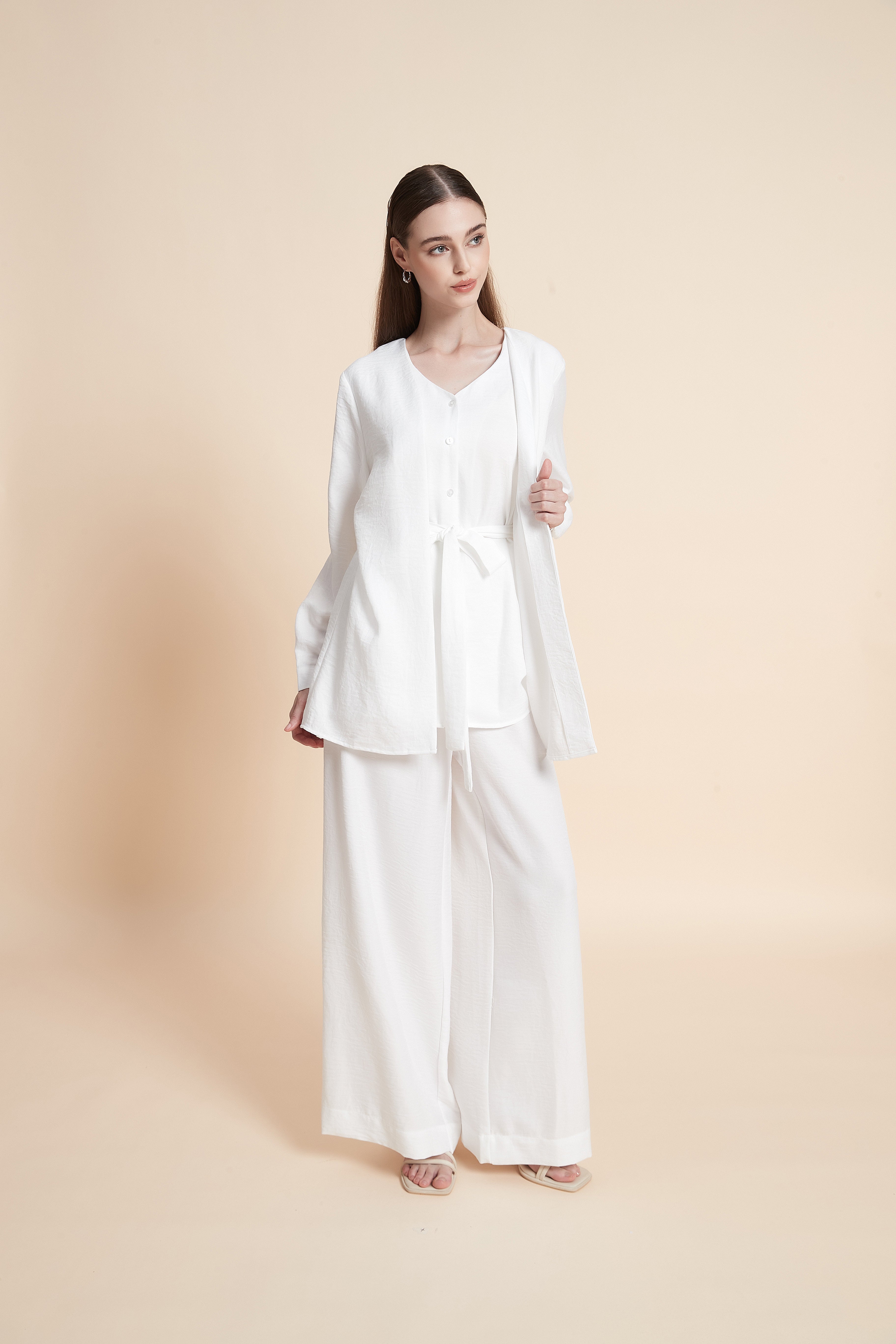 Two-piece open-front cardigan