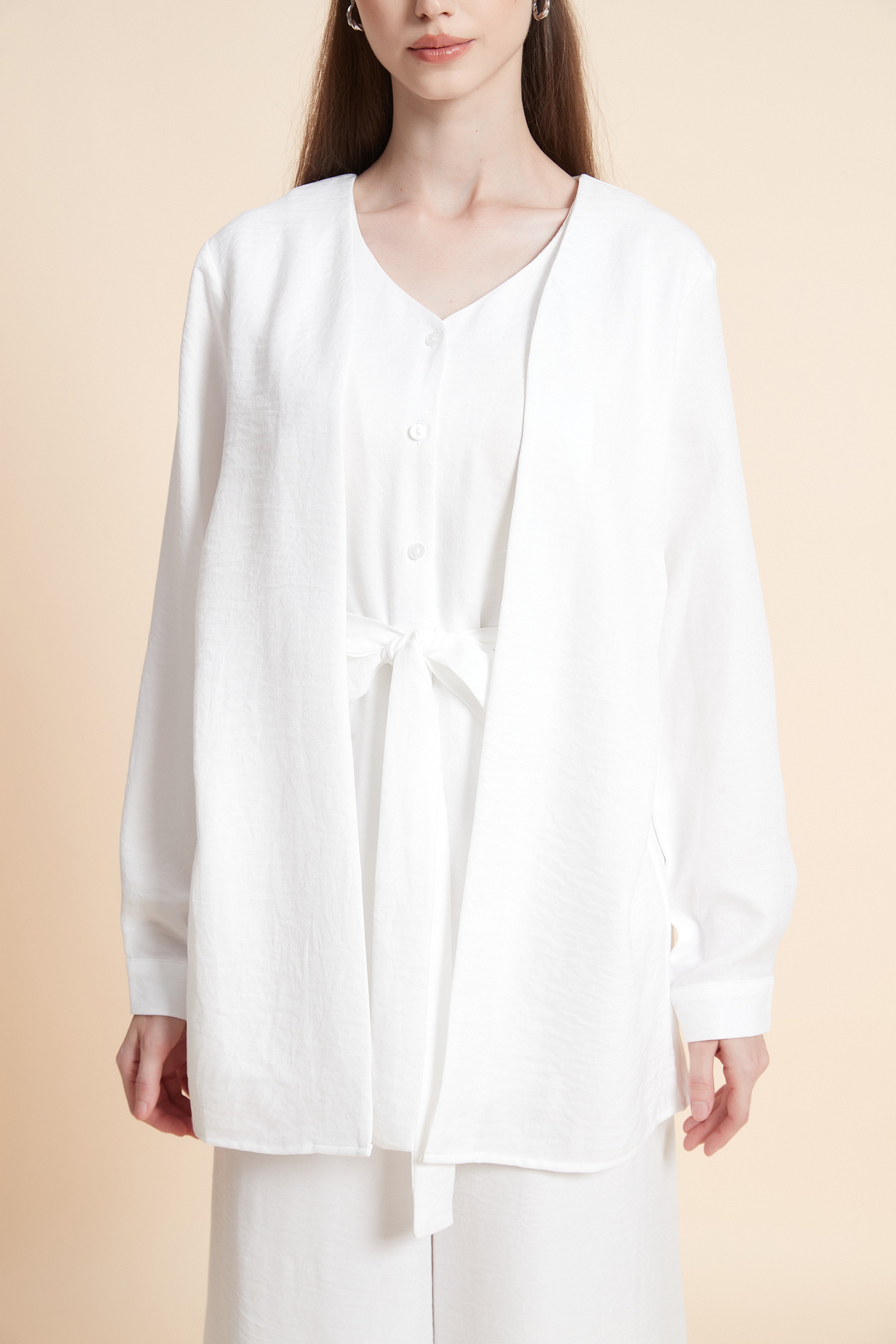 Two-piece open-front cardigan
