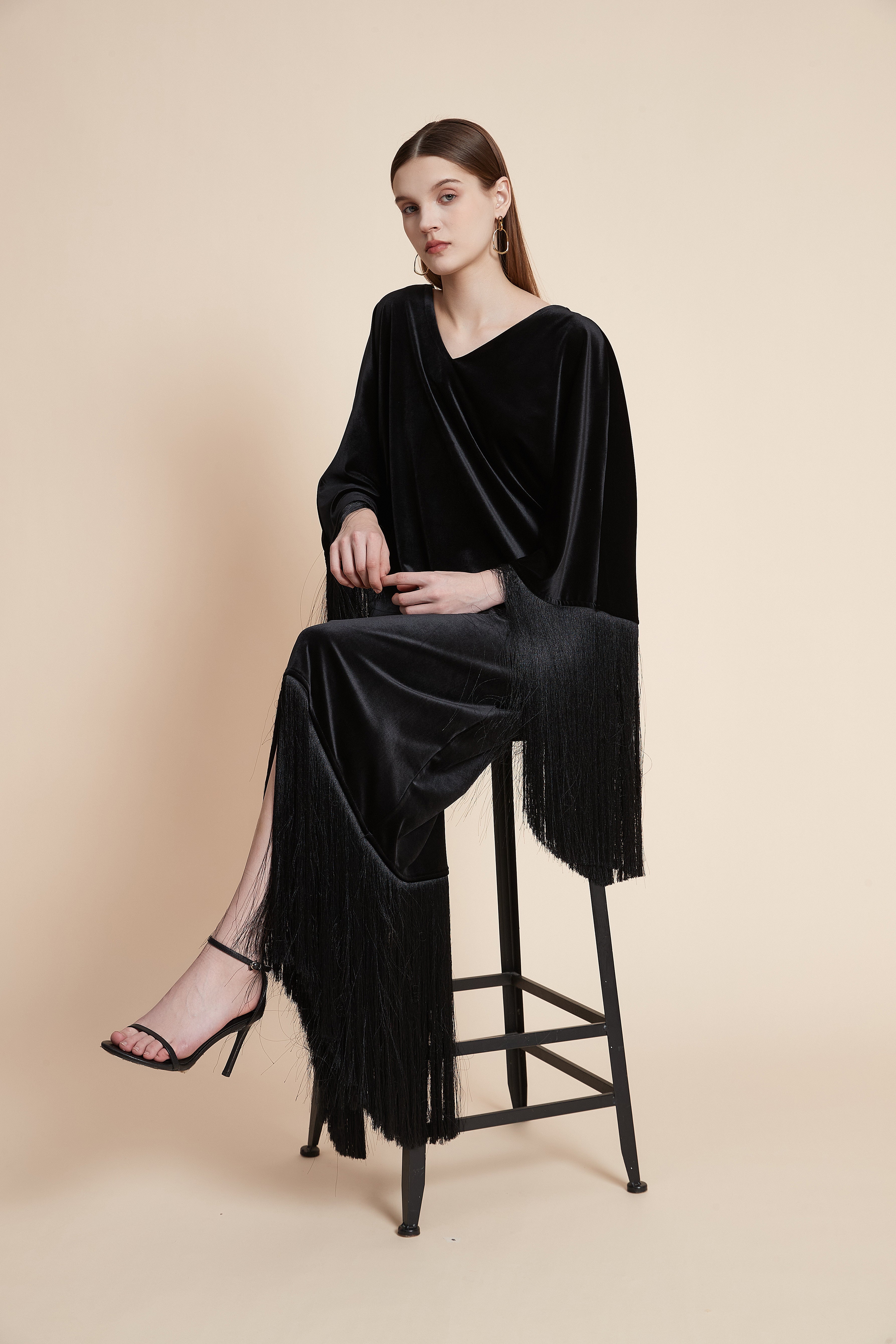 فستان ماكسي فيلفت جريس بشراشيب