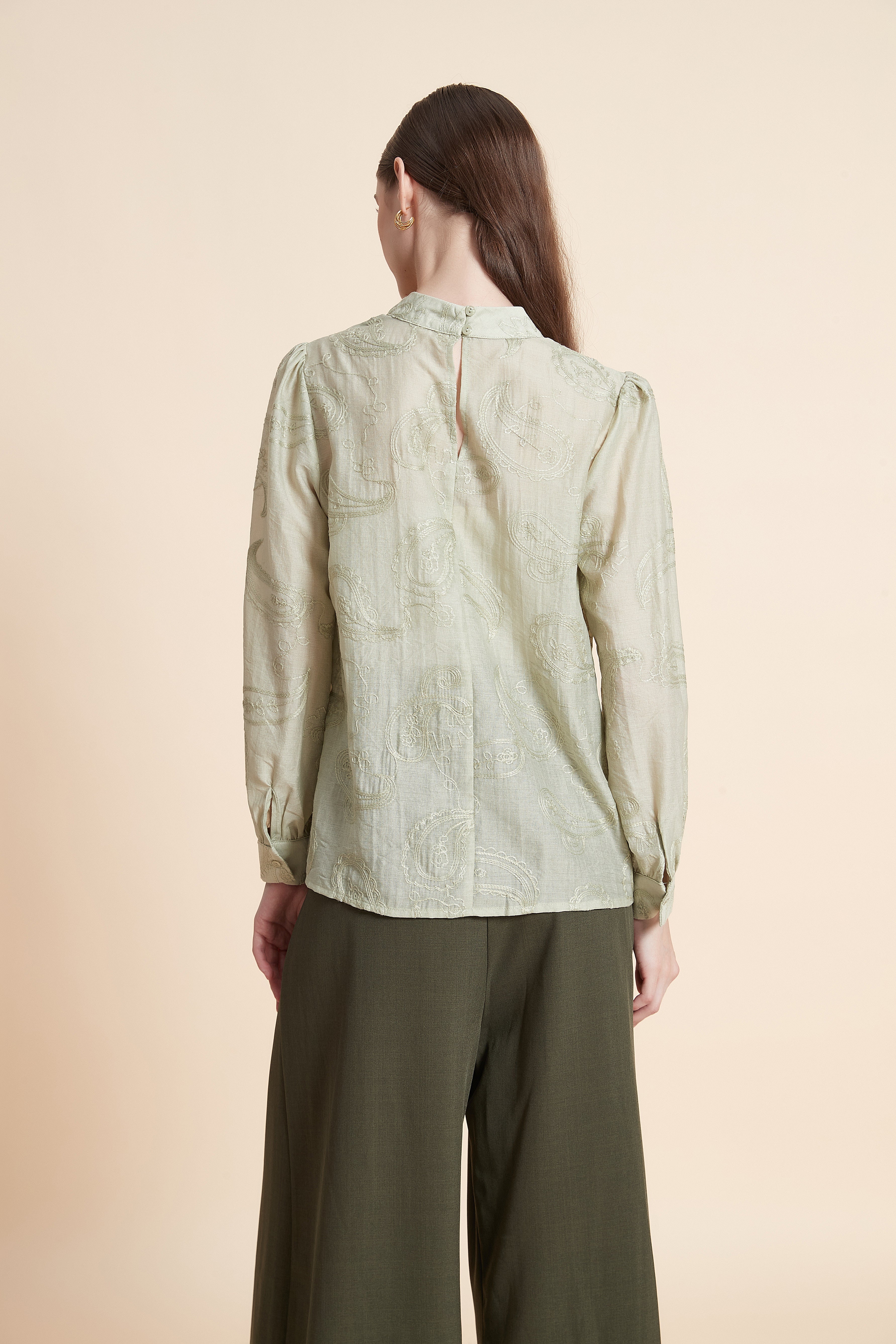 High-neck satin blouse