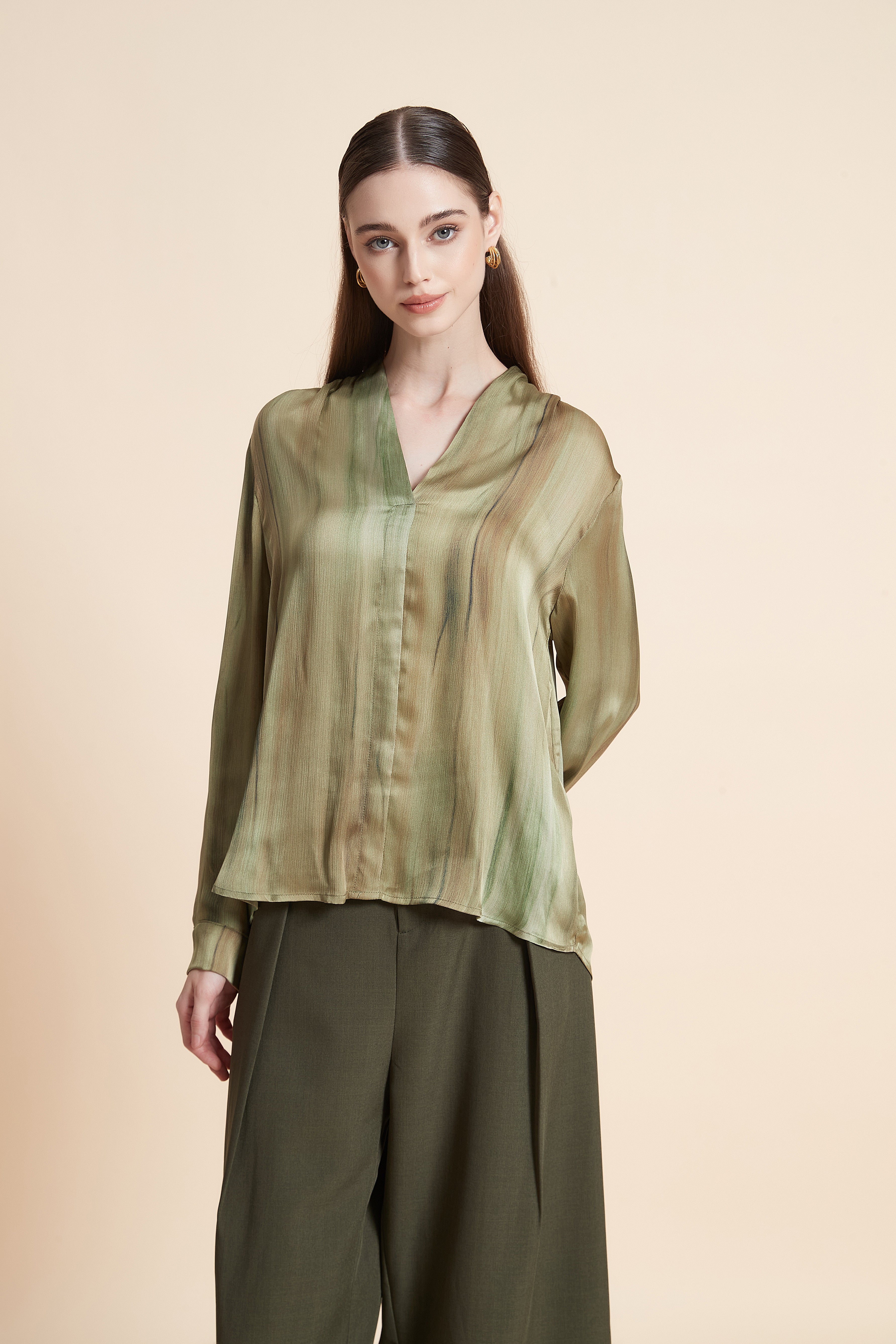 V-neck satin blouse
