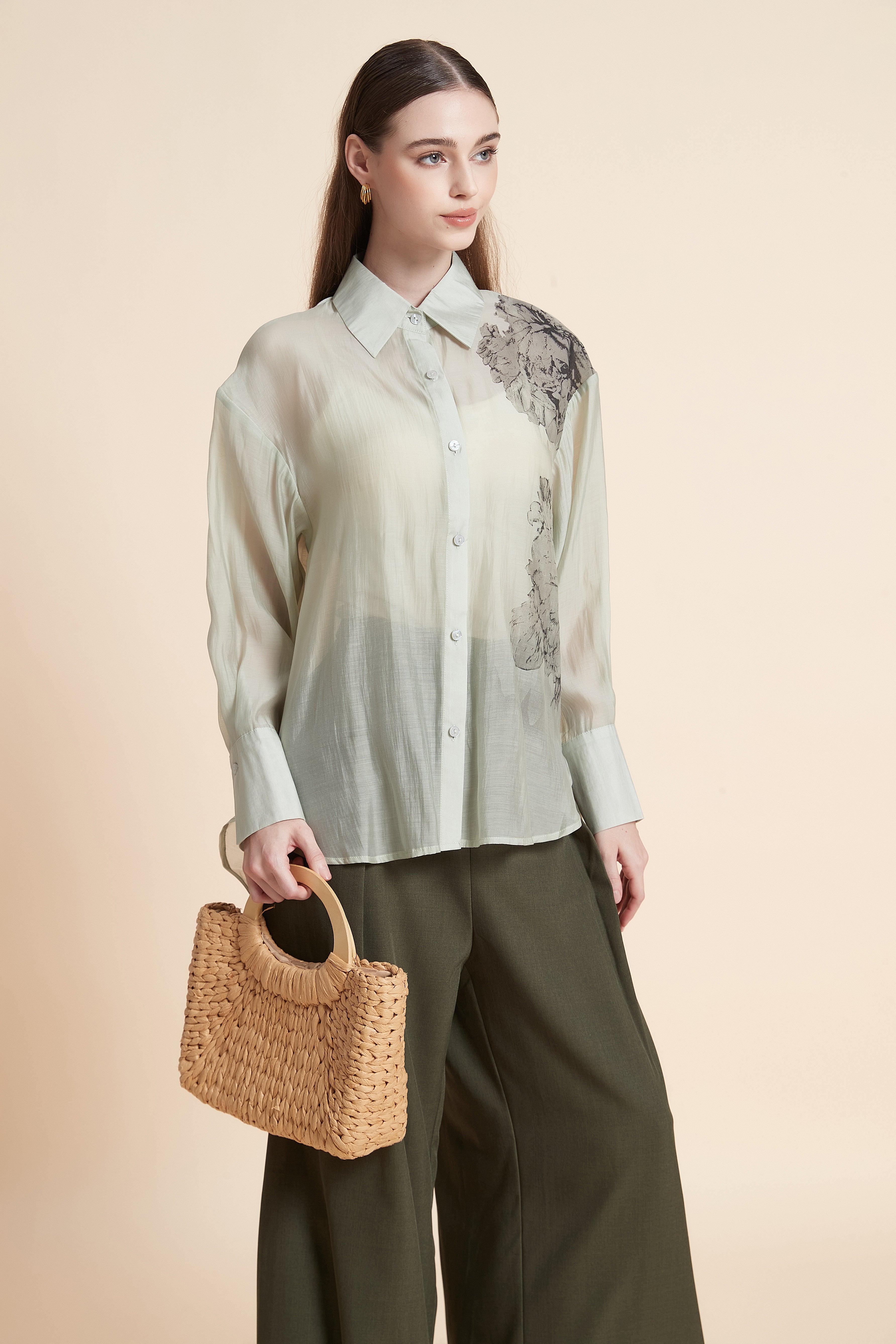 Placement floral button-up shirt