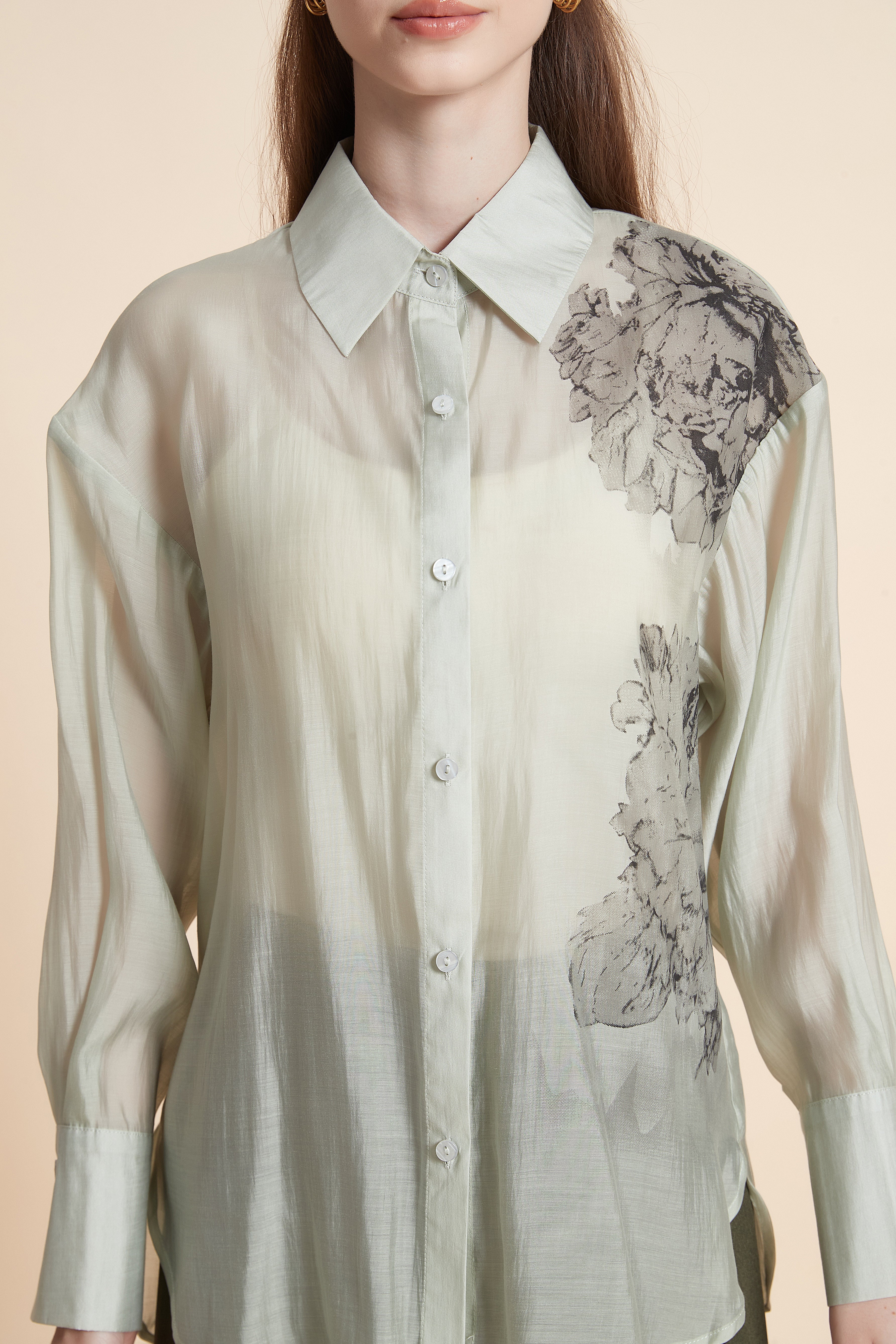 Placement floral button-up shirt
