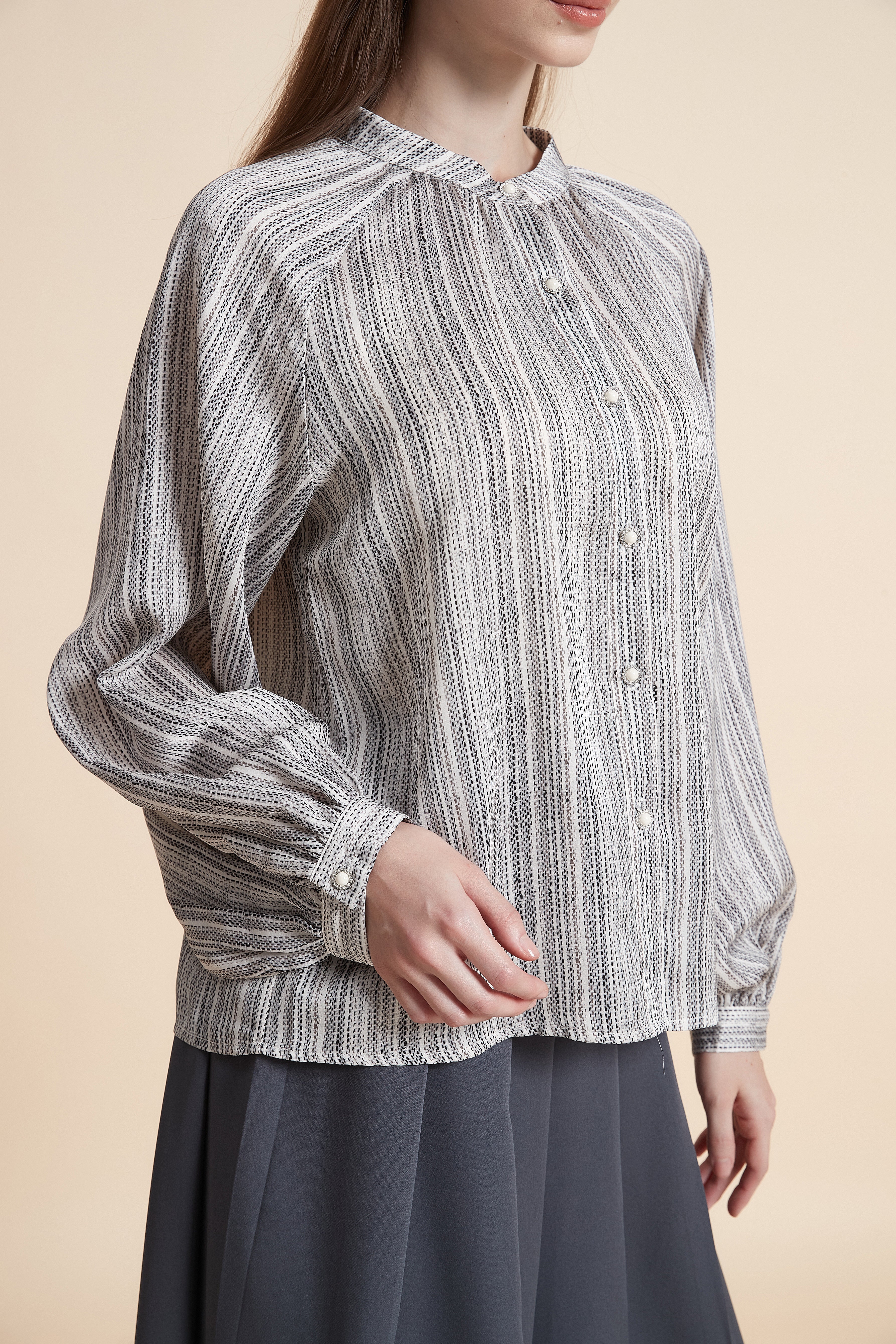 Striped button-up shirt