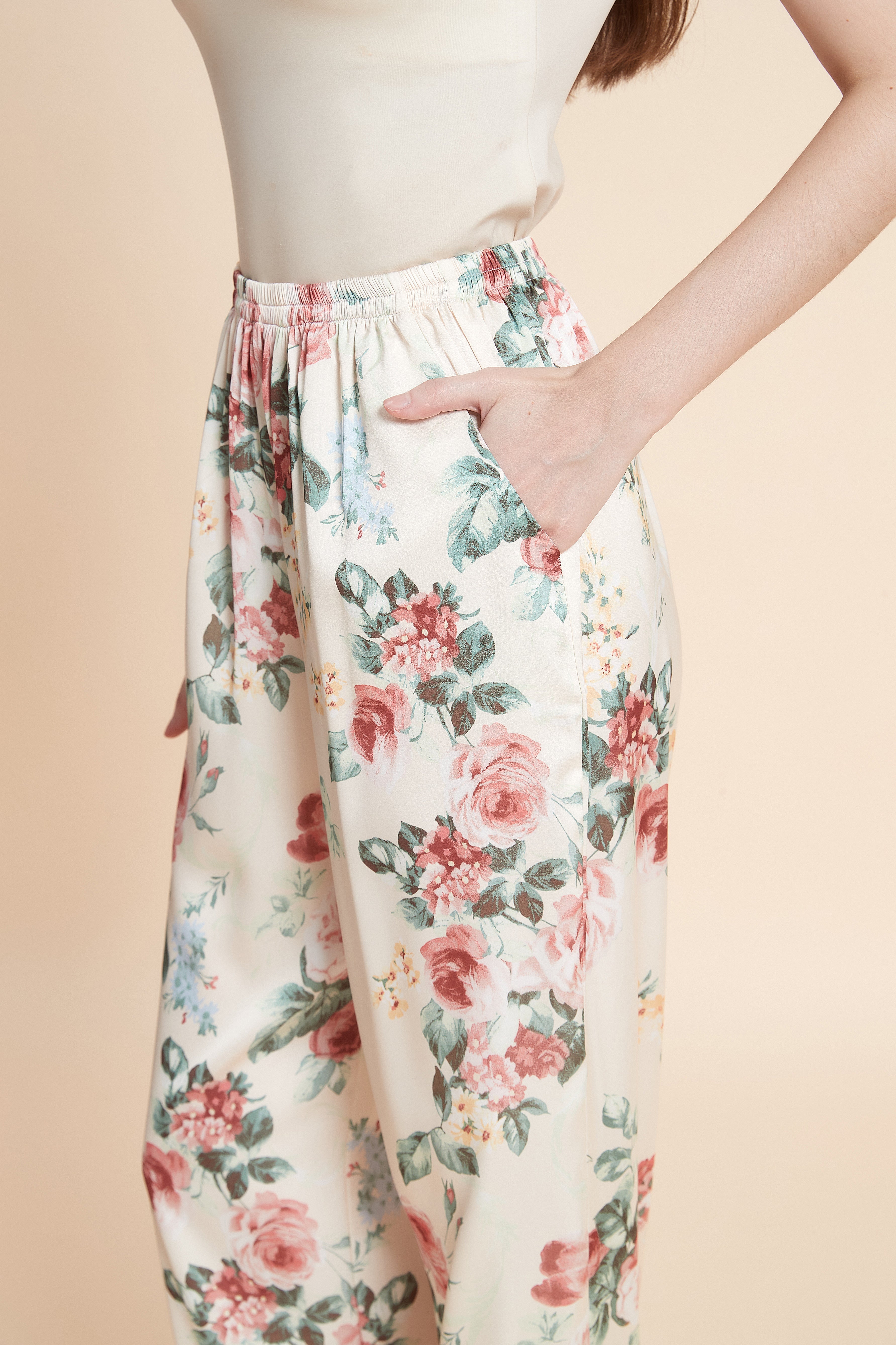 Long floral pajama pants