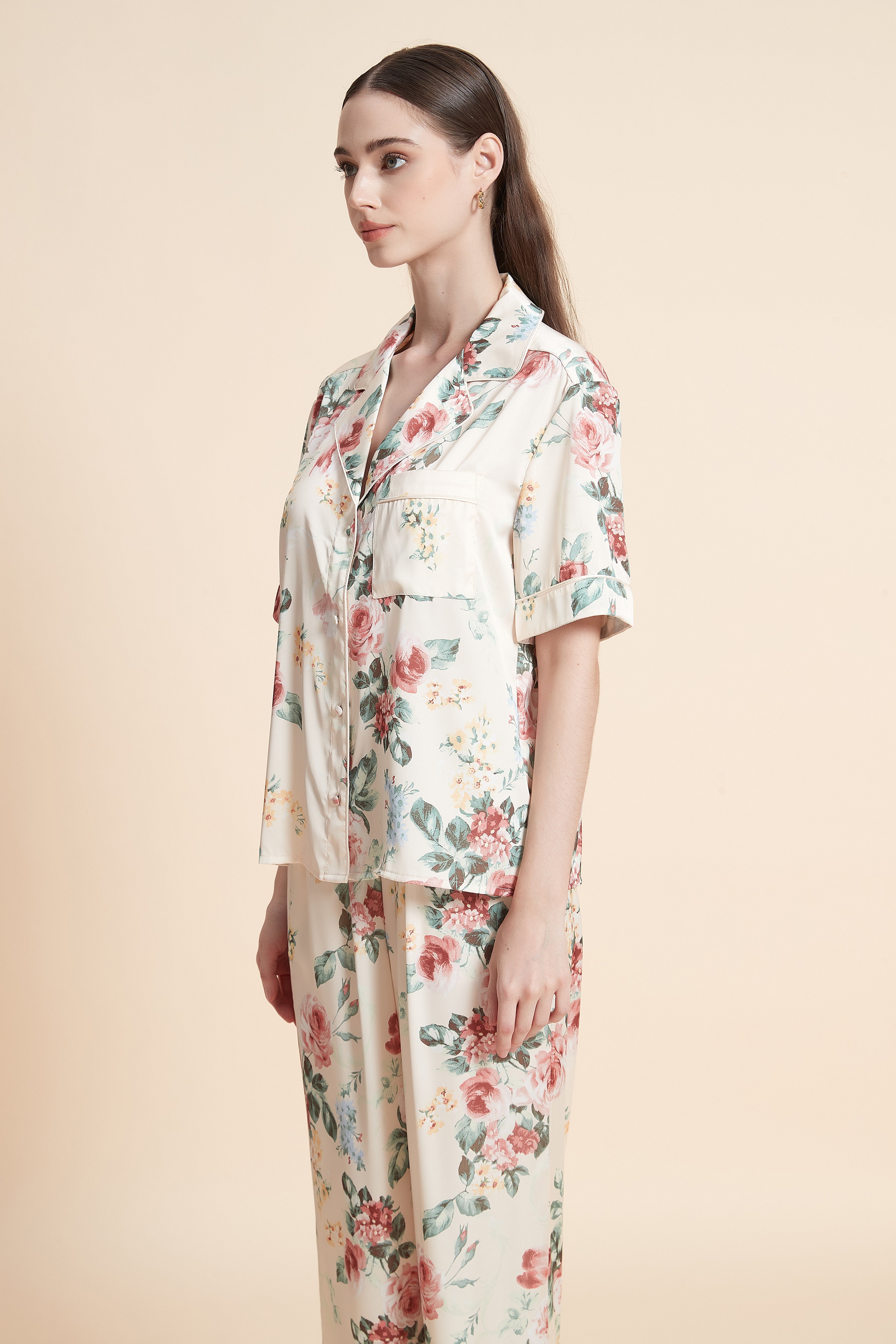 Short sleeve floral pajama top