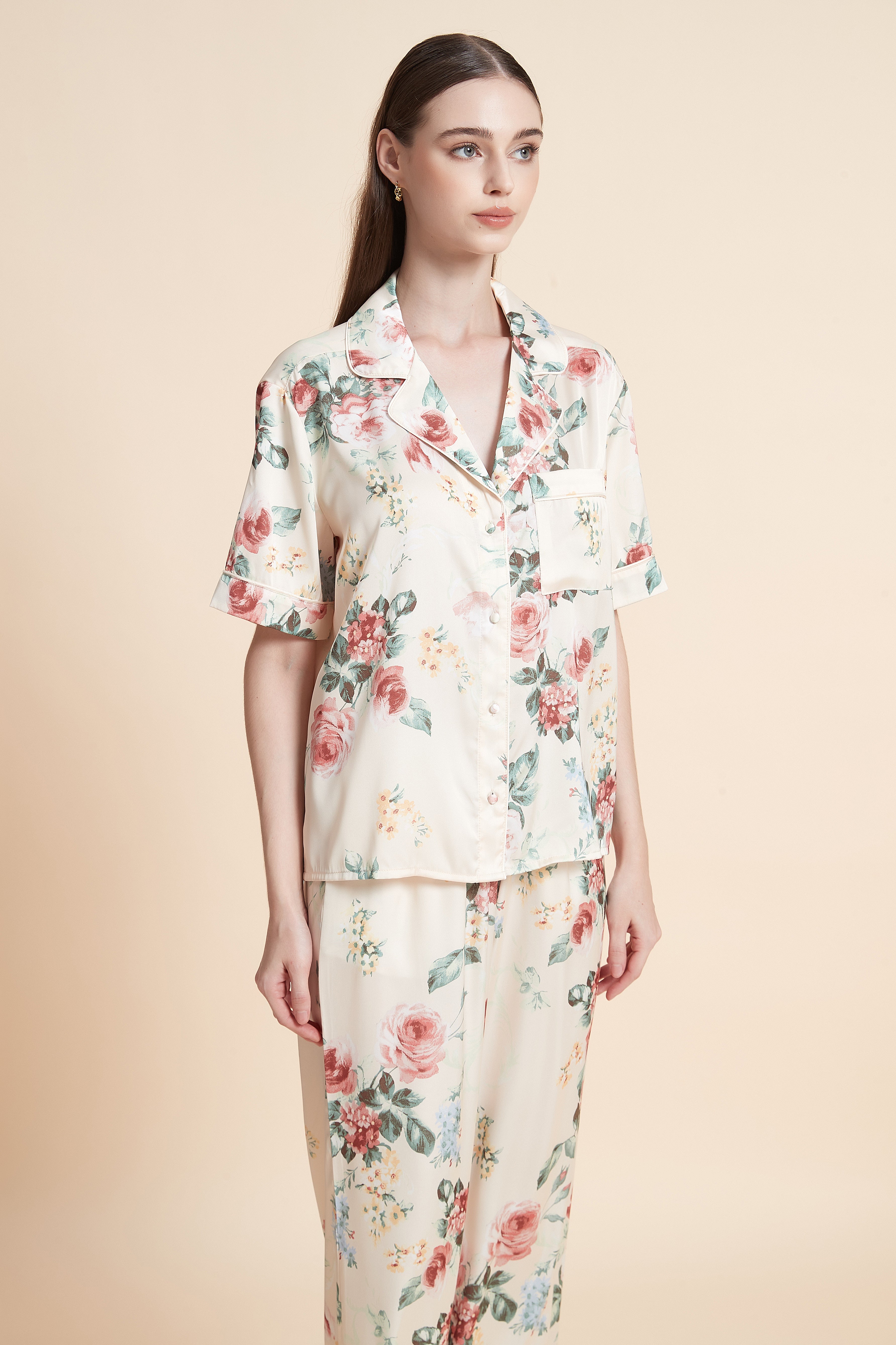 Short sleeve floral pajama top