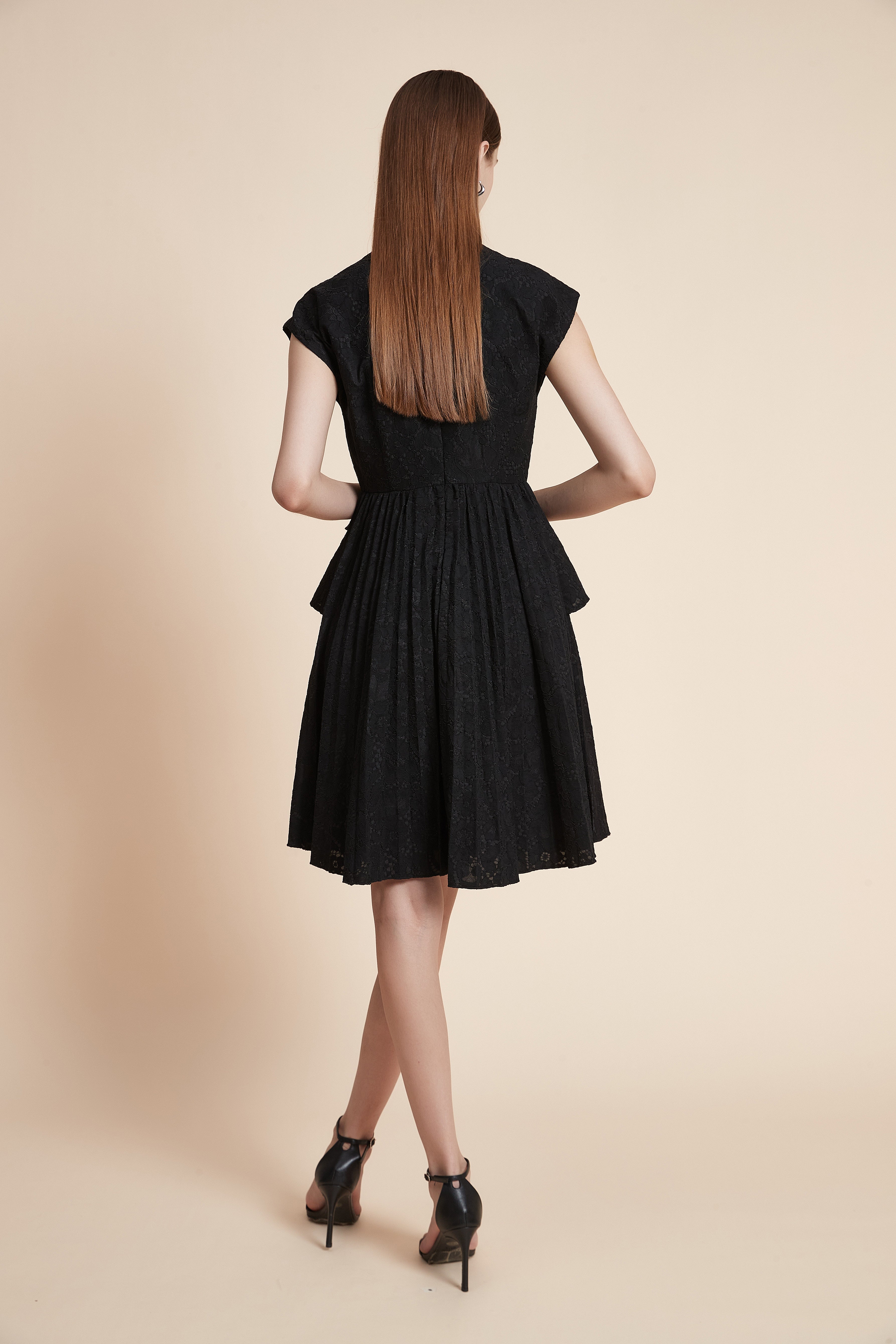 Knee-Length Printed Dress with Short Sleeves