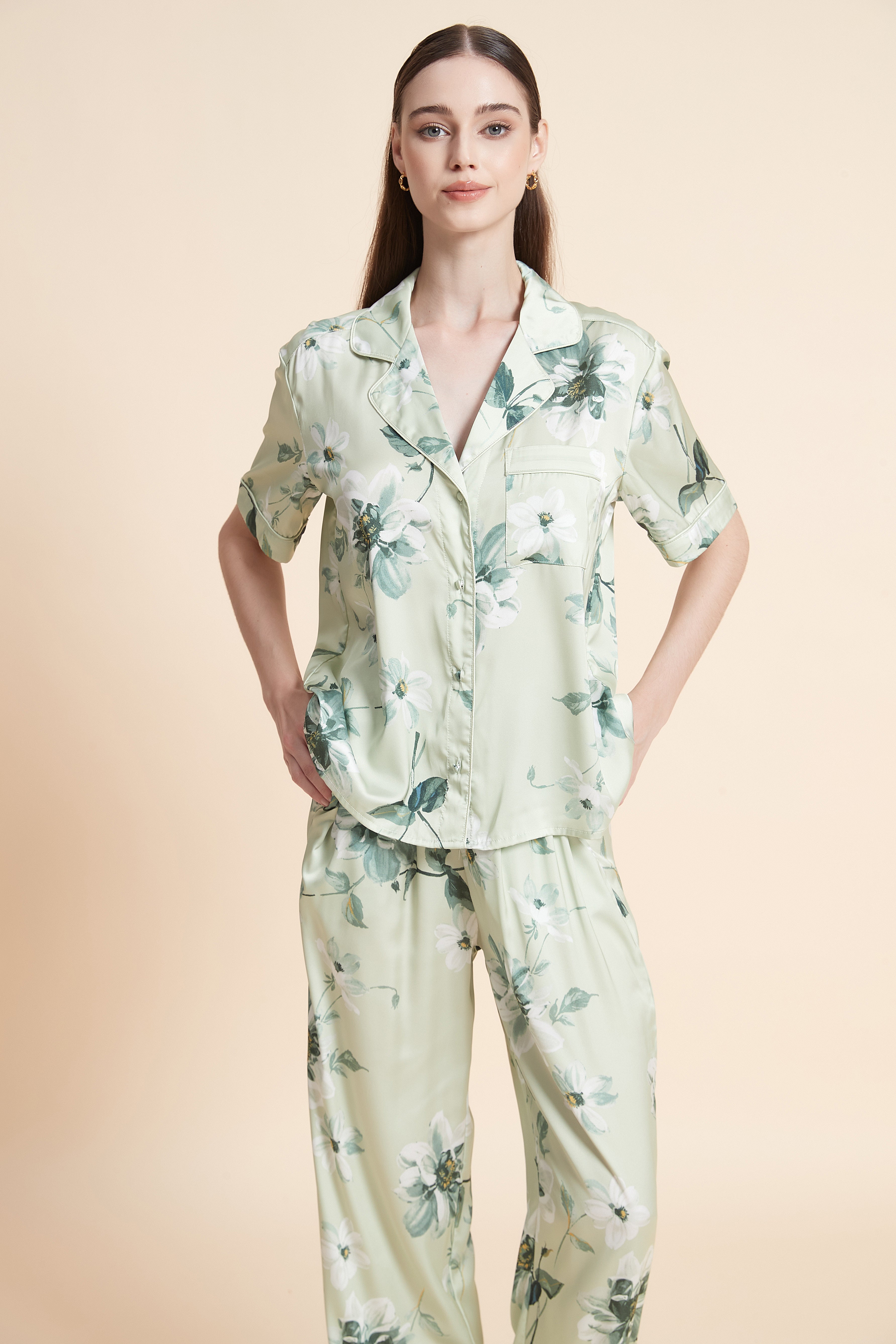 Short sleeve patterned pajama top