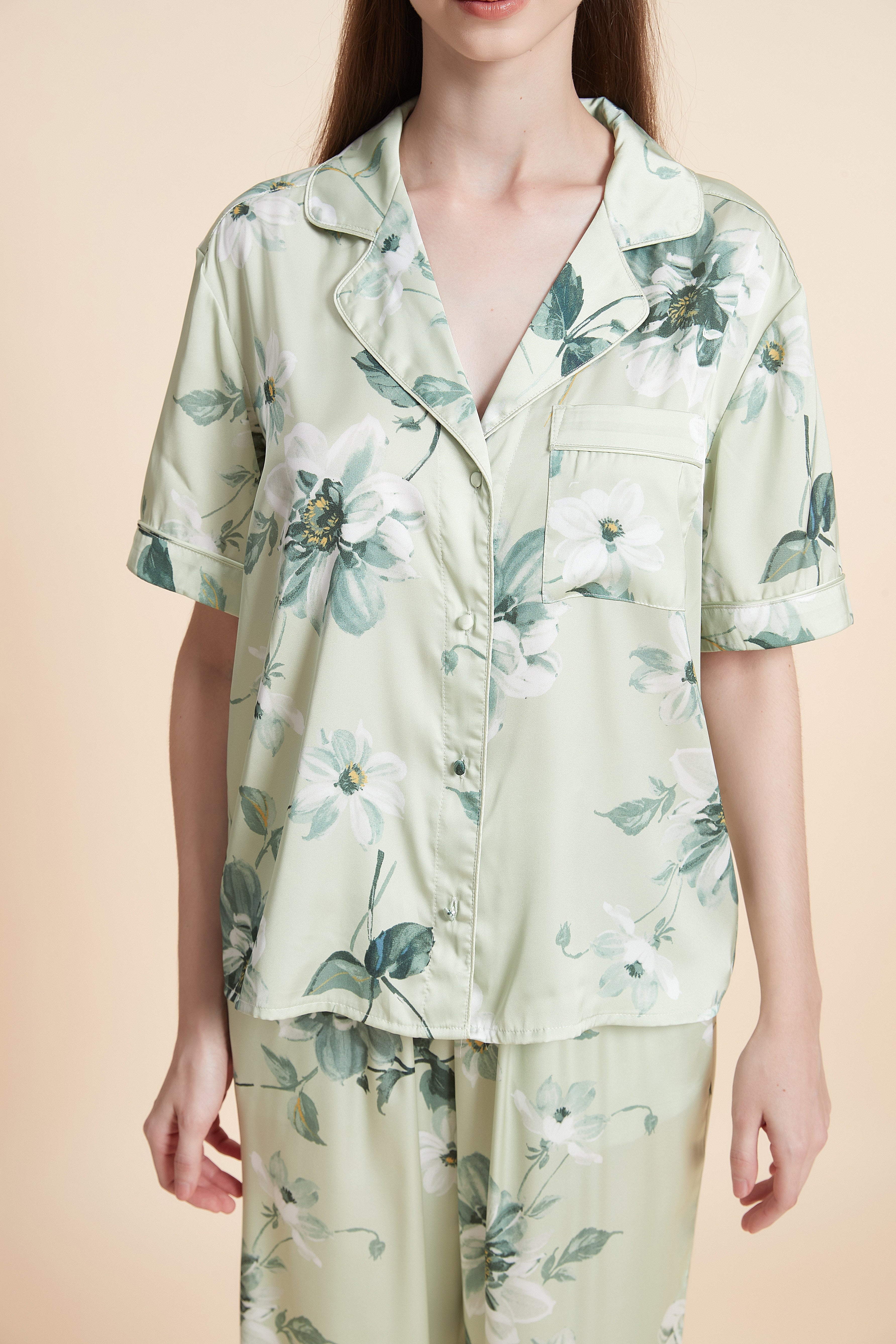Short sleeve patterned pajama top
