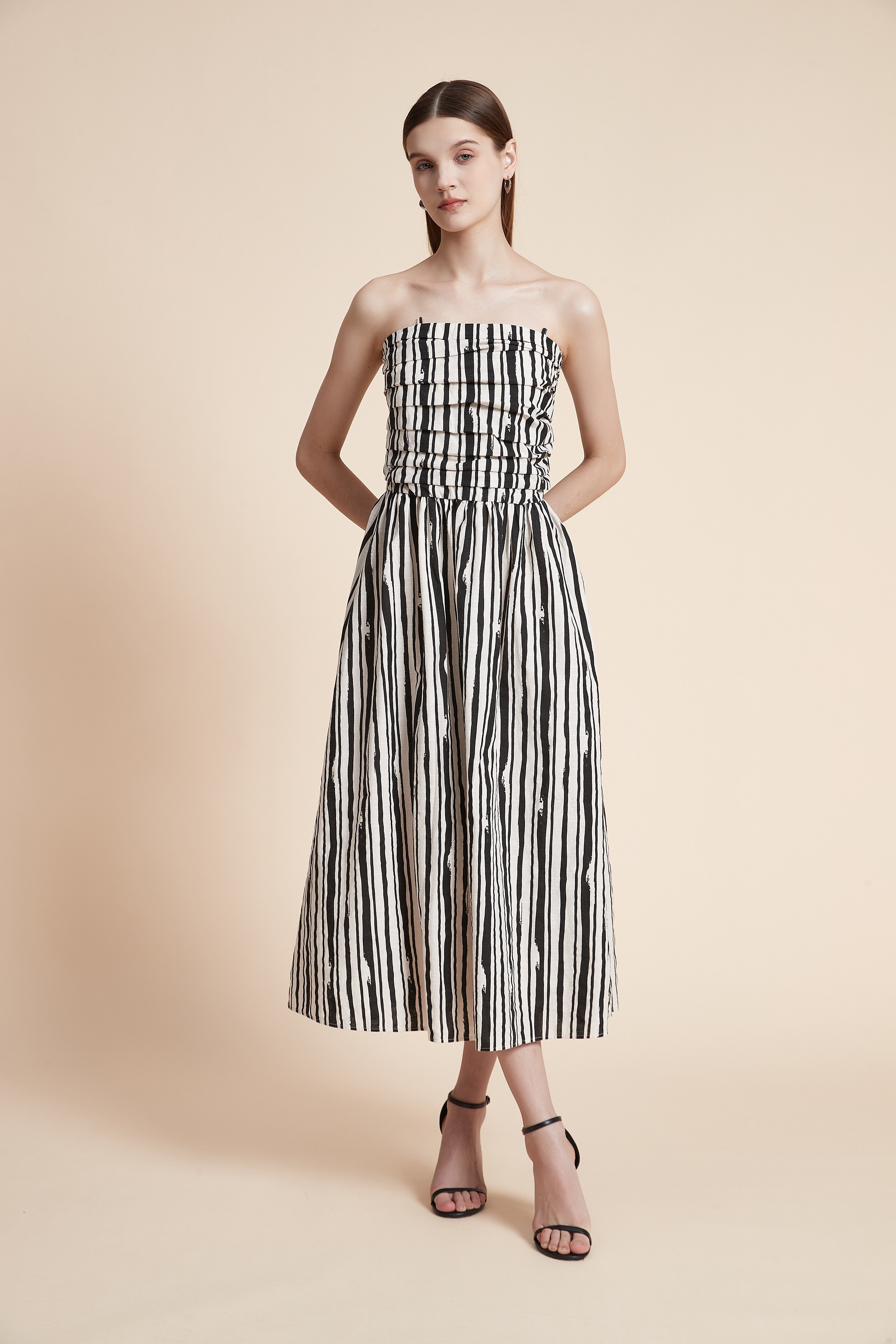 Striped Midi Dress without Sleeves