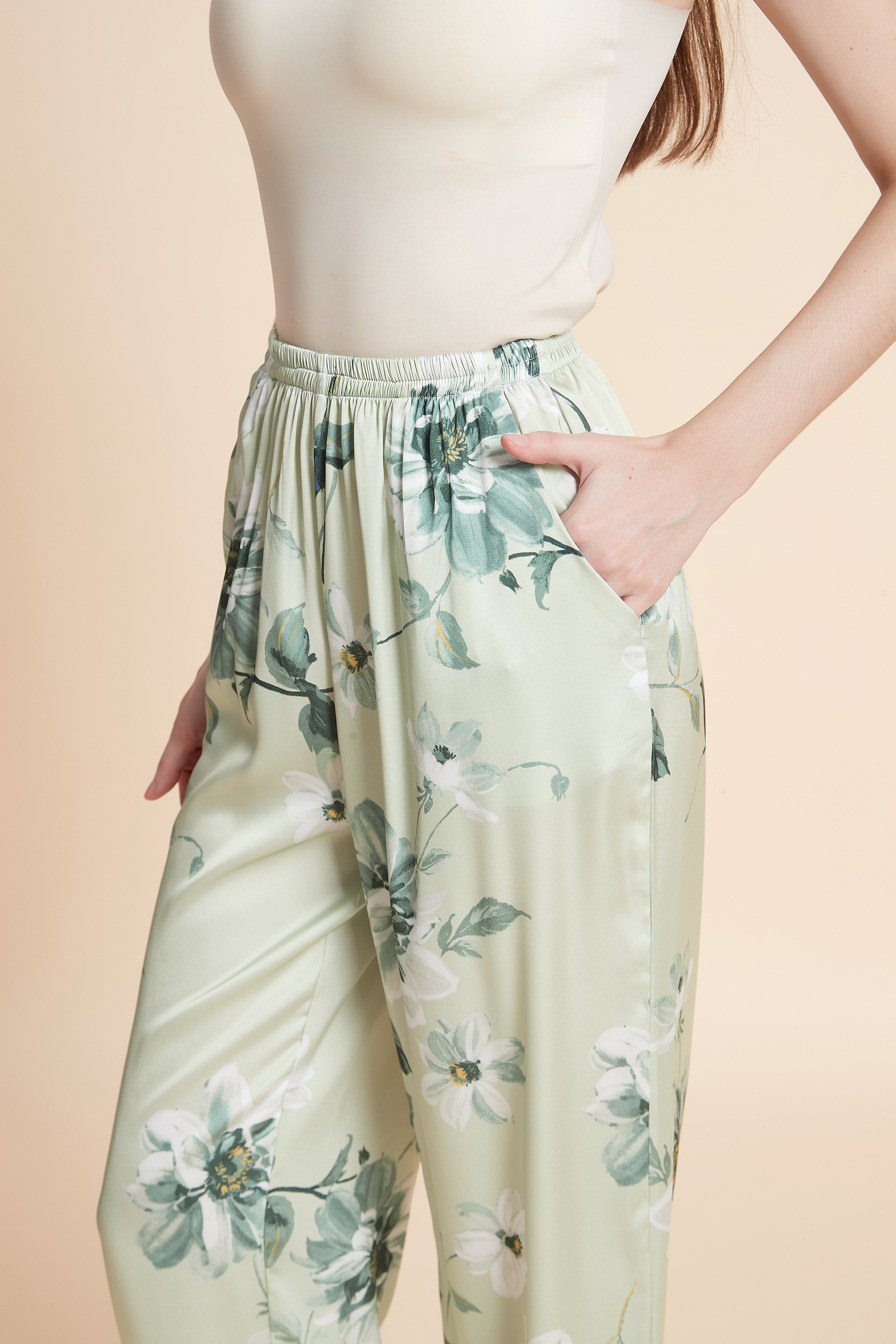 Long floral pajama pants