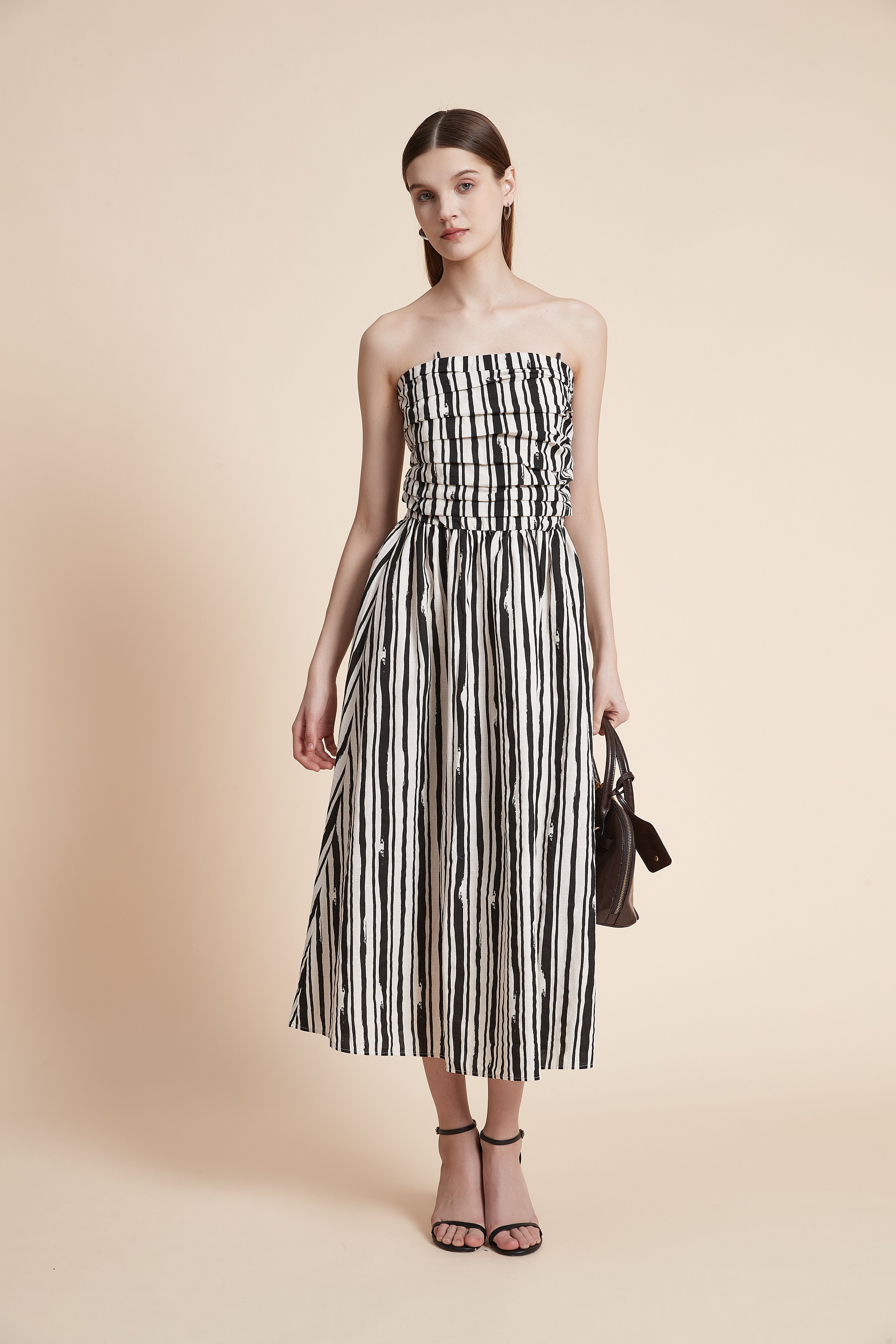 Striped Midi Dress without Sleeves