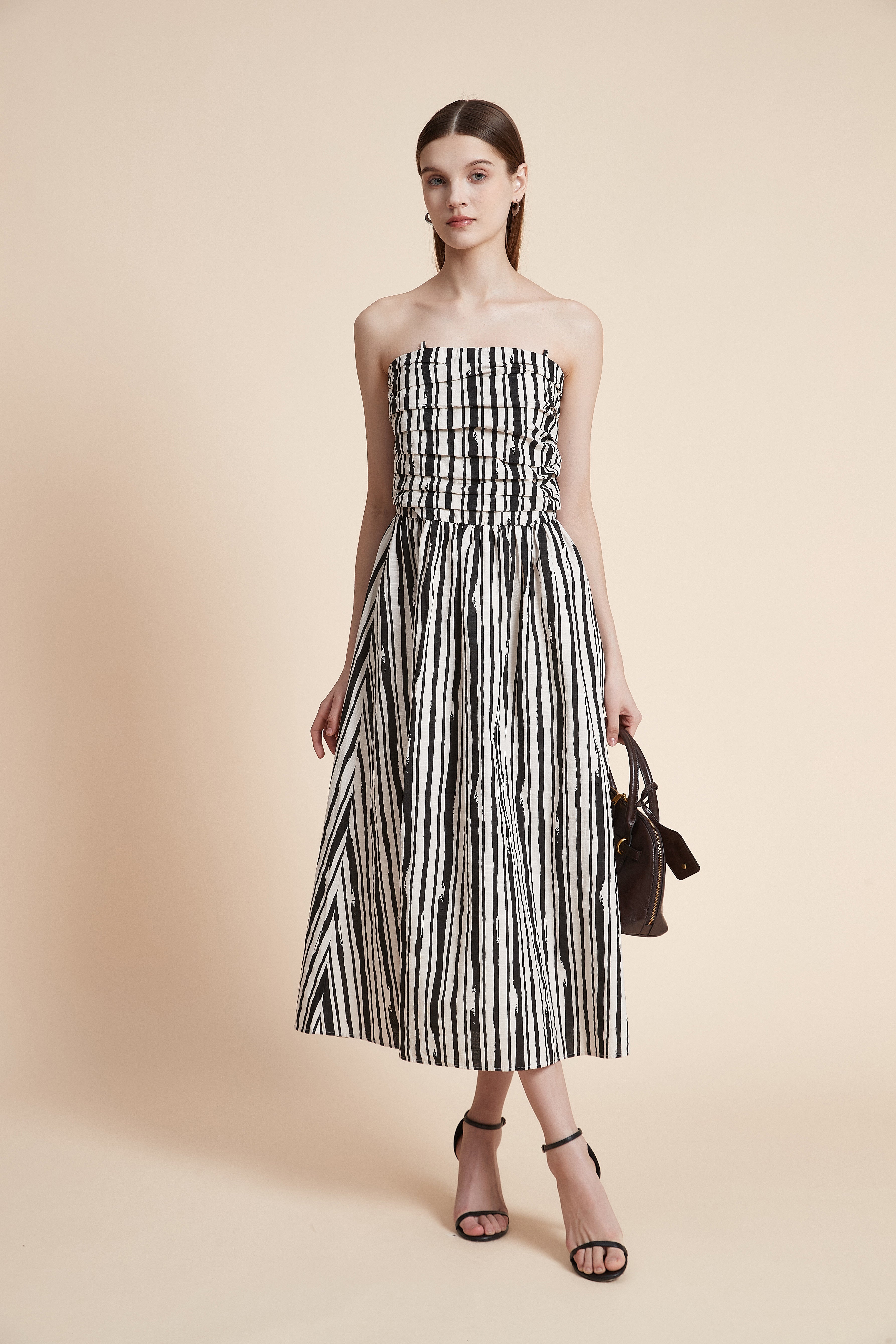 Striped Midi Dress without Sleeves