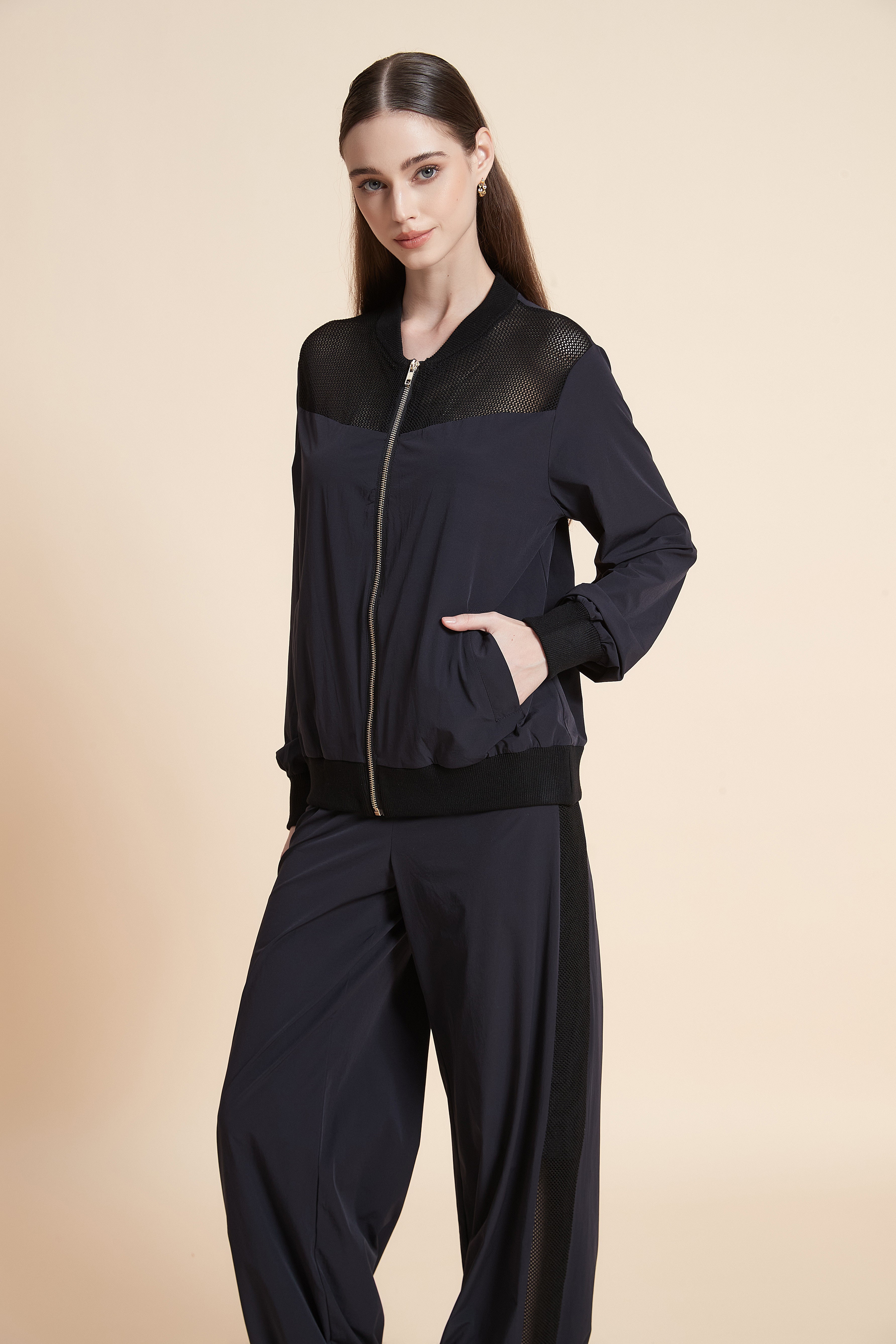 Front-zip hooded sweatshirt