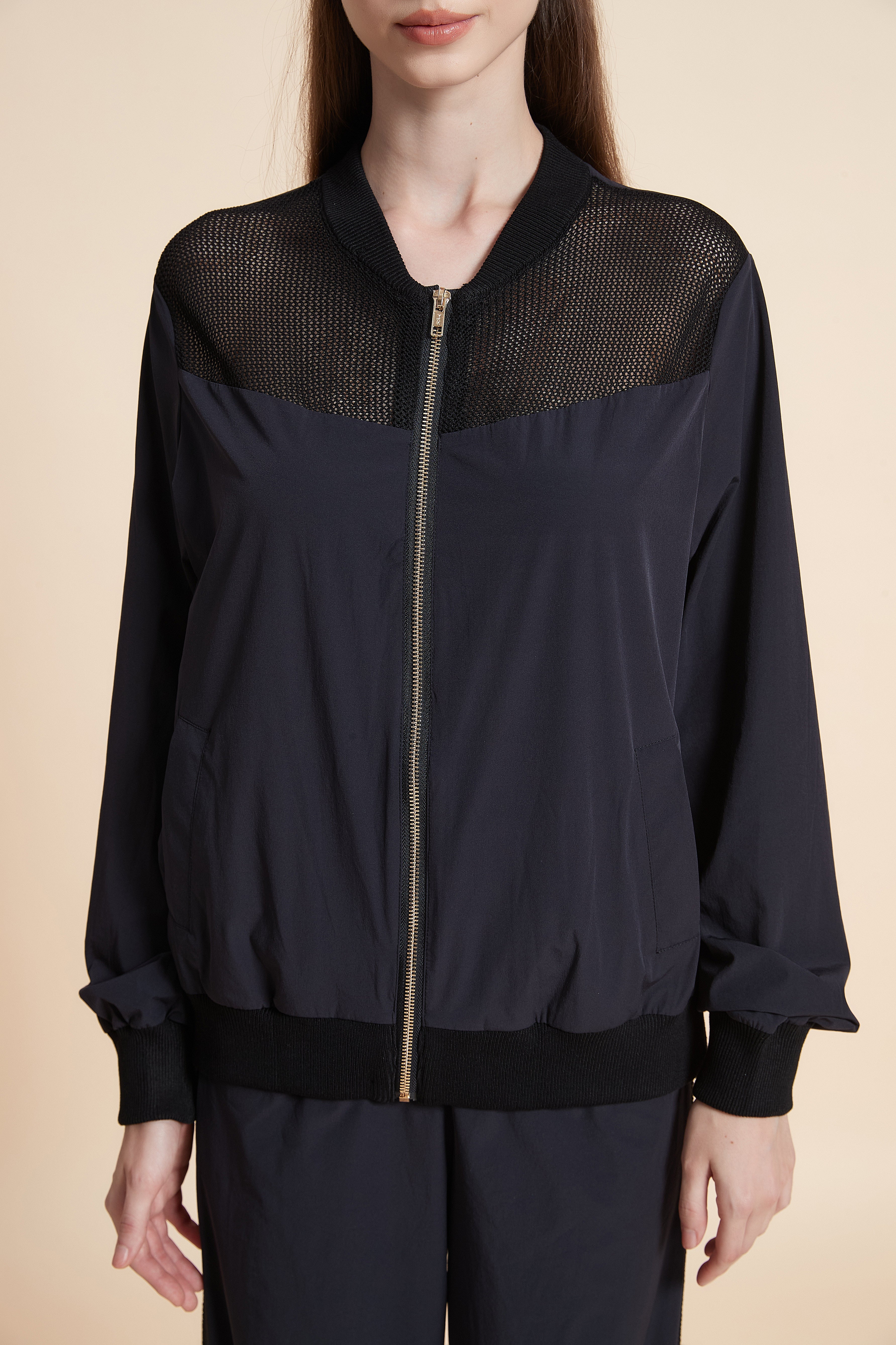 Front-zip hooded sweatshirt