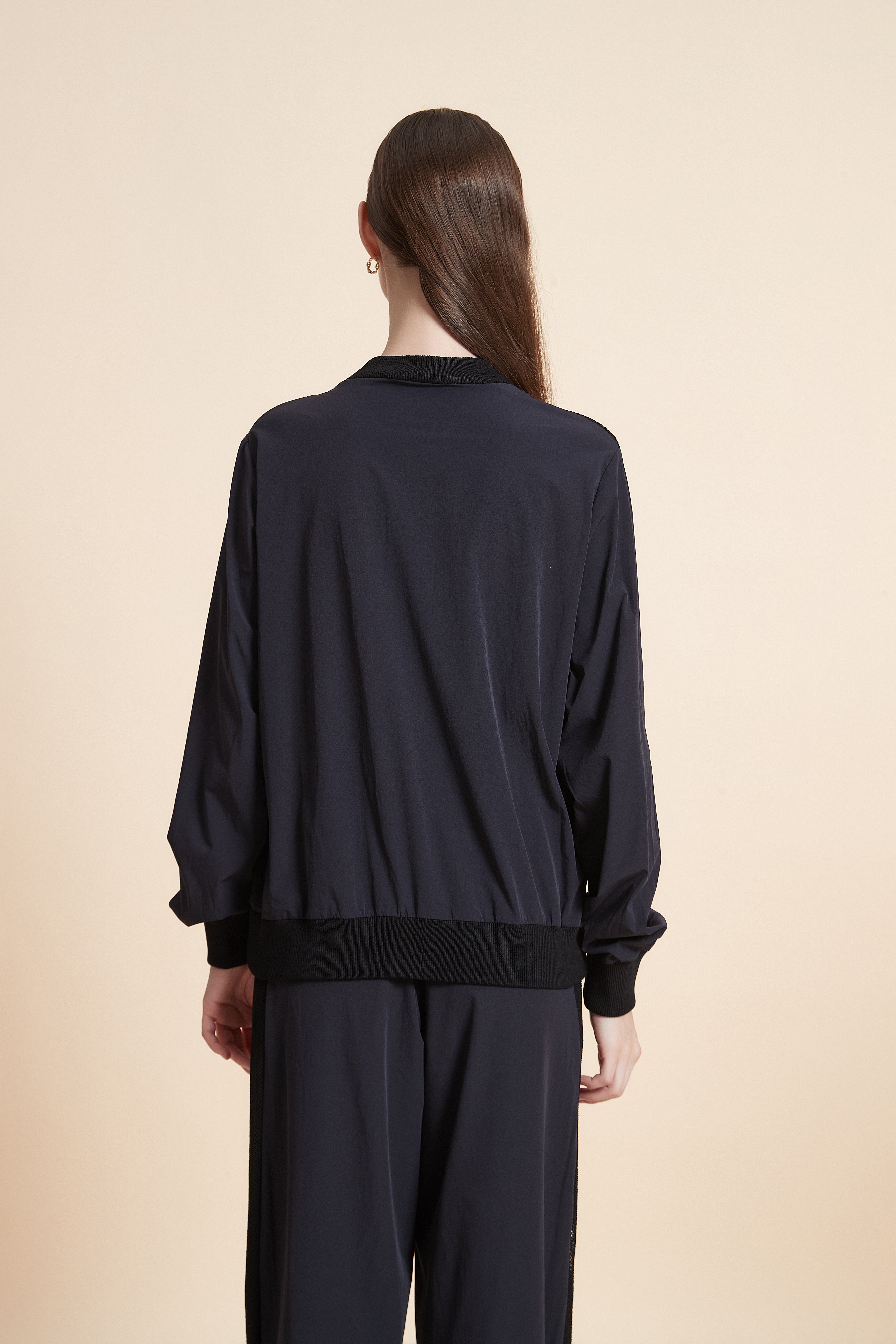 Front-zip hooded sweatshirt