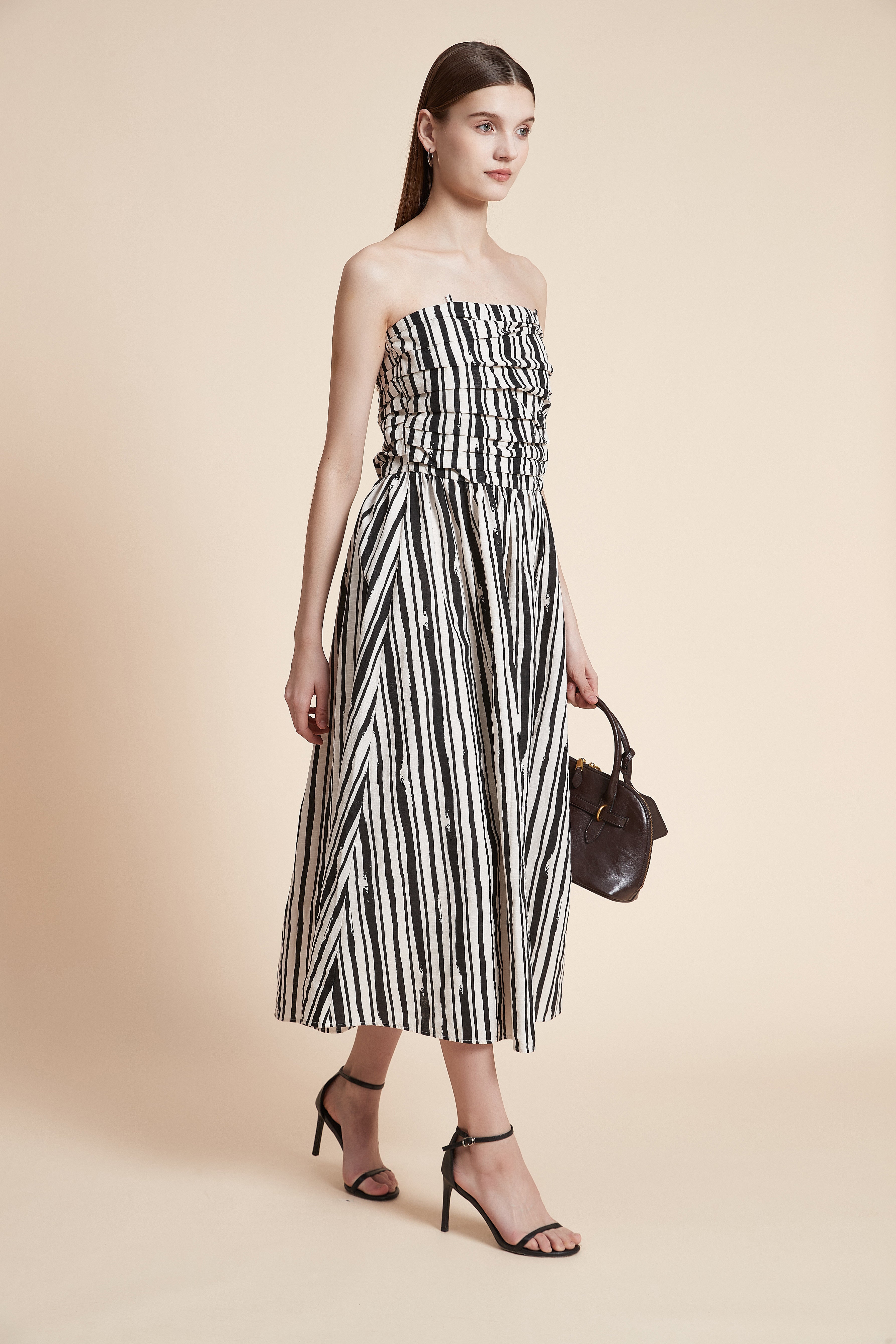Striped Midi Dress without Sleeves