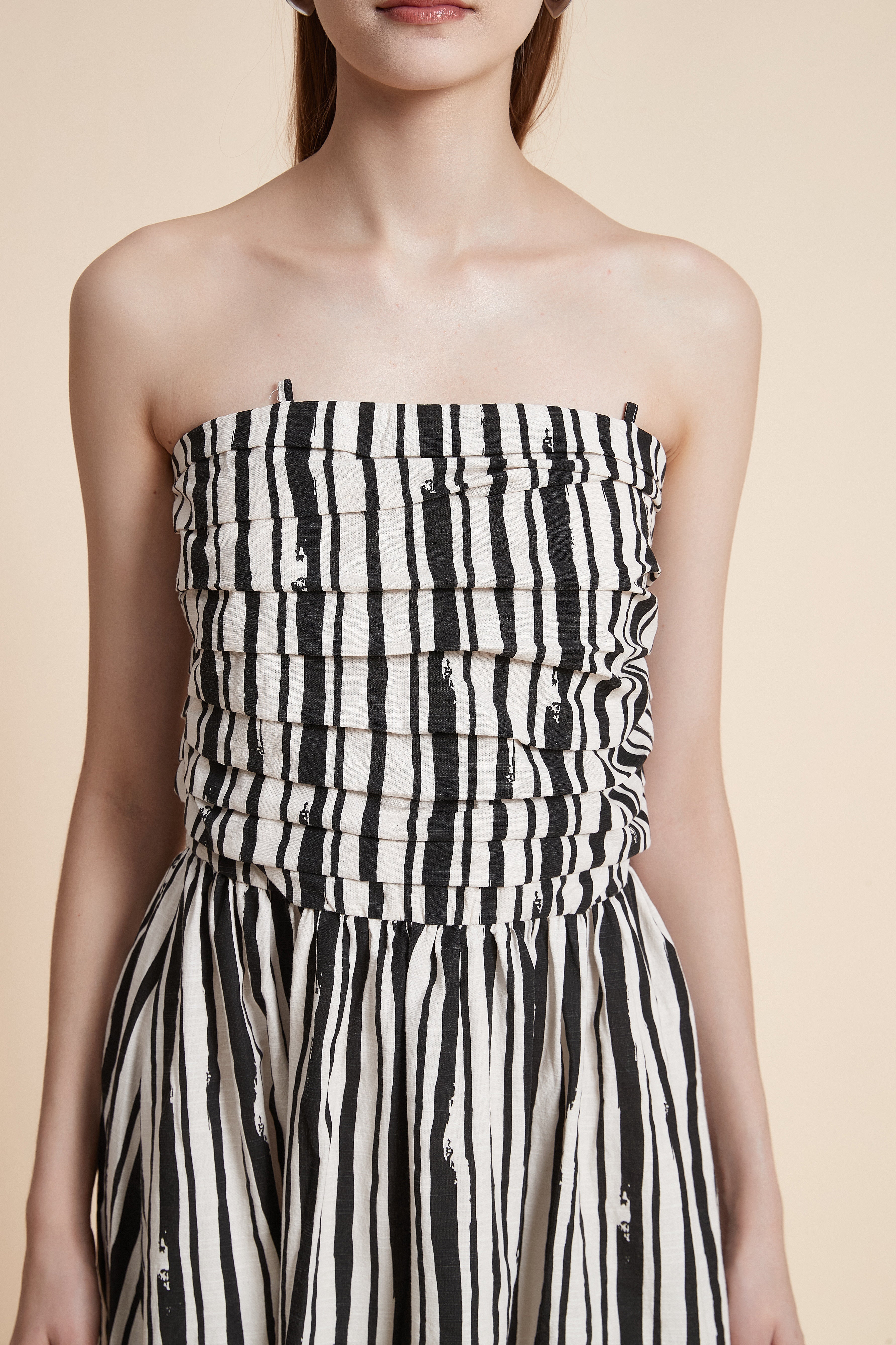 Striped Midi Dress without Sleeves