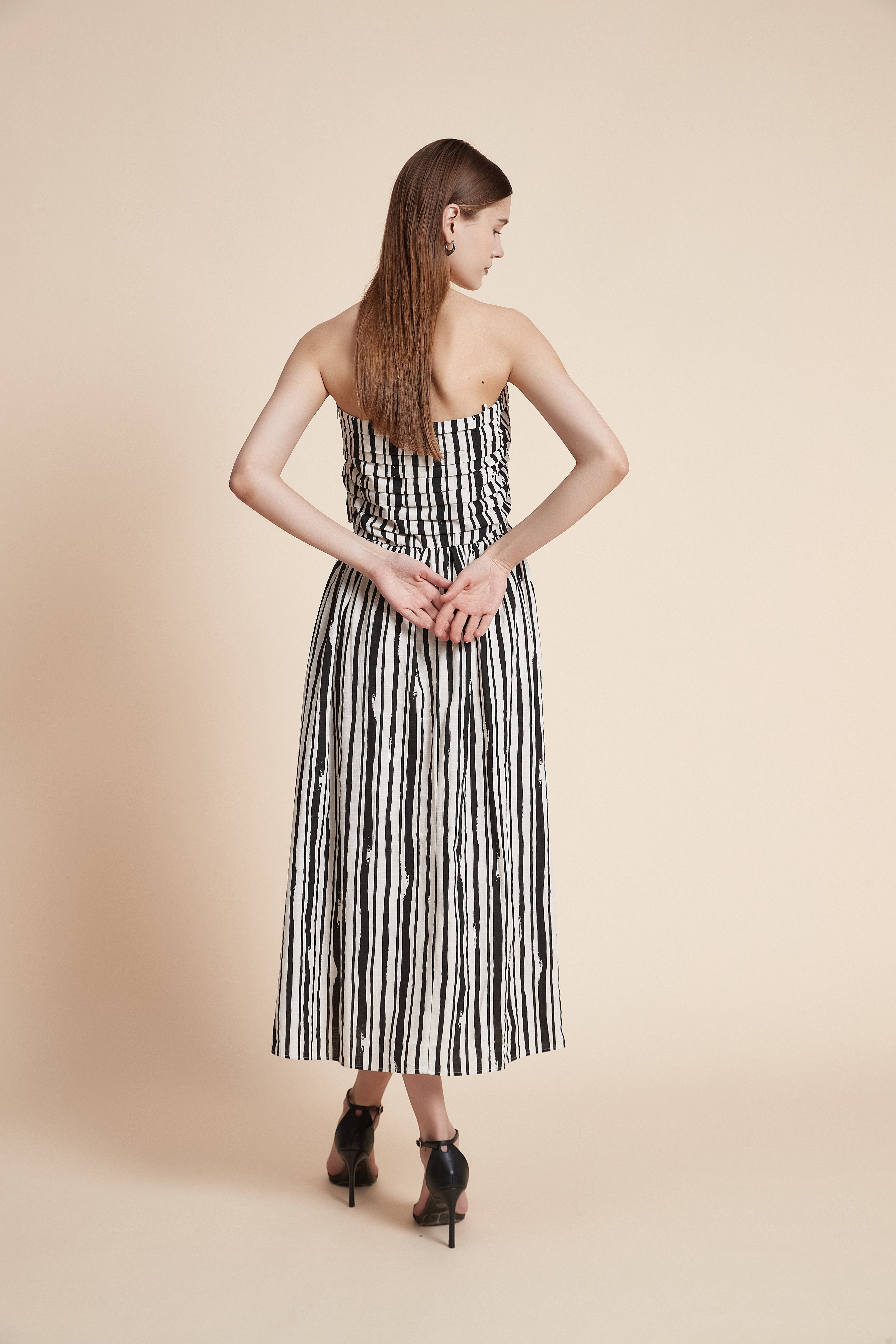 Striped Midi Dress without Sleeves