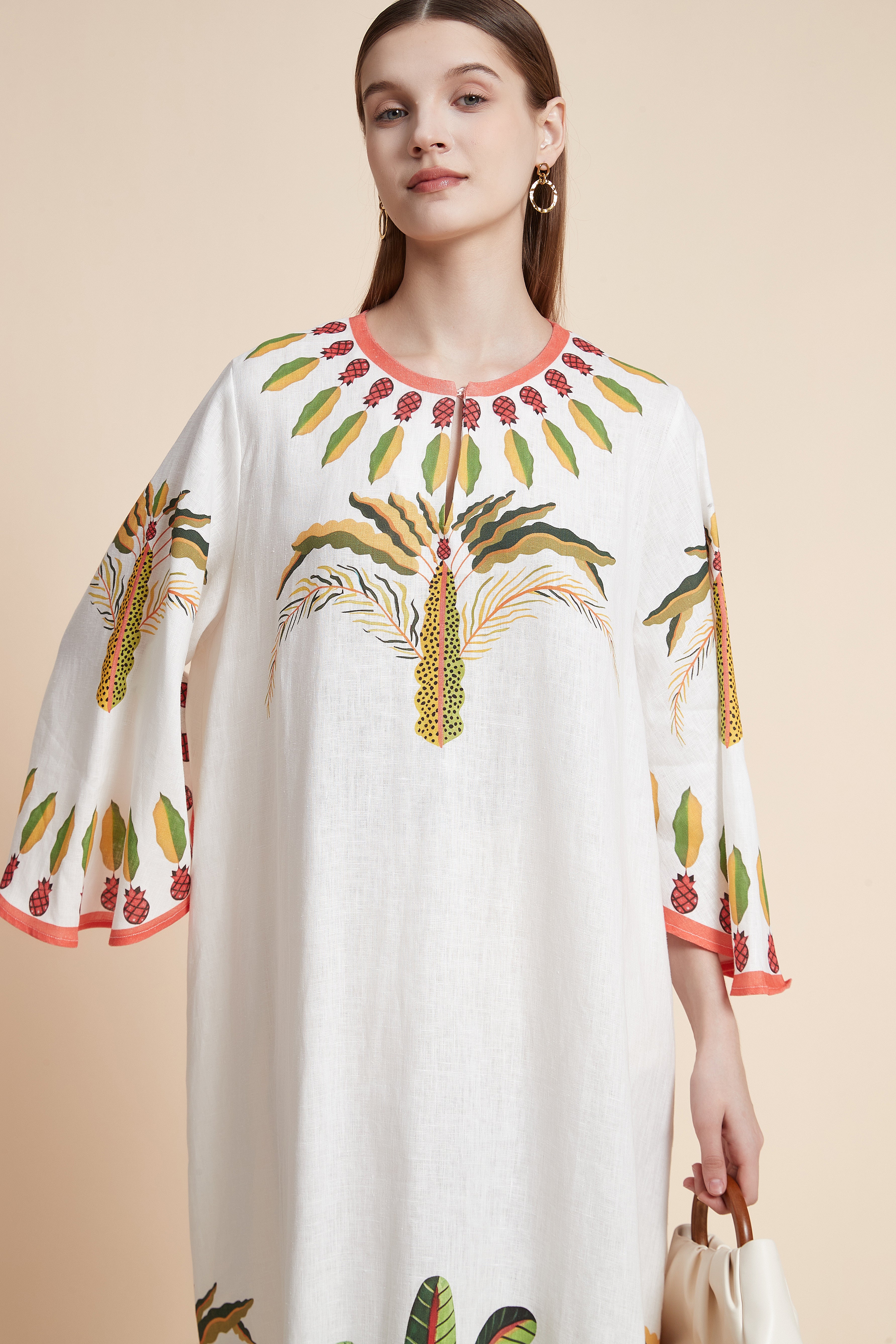 Tropical Palm Linen Kaftan