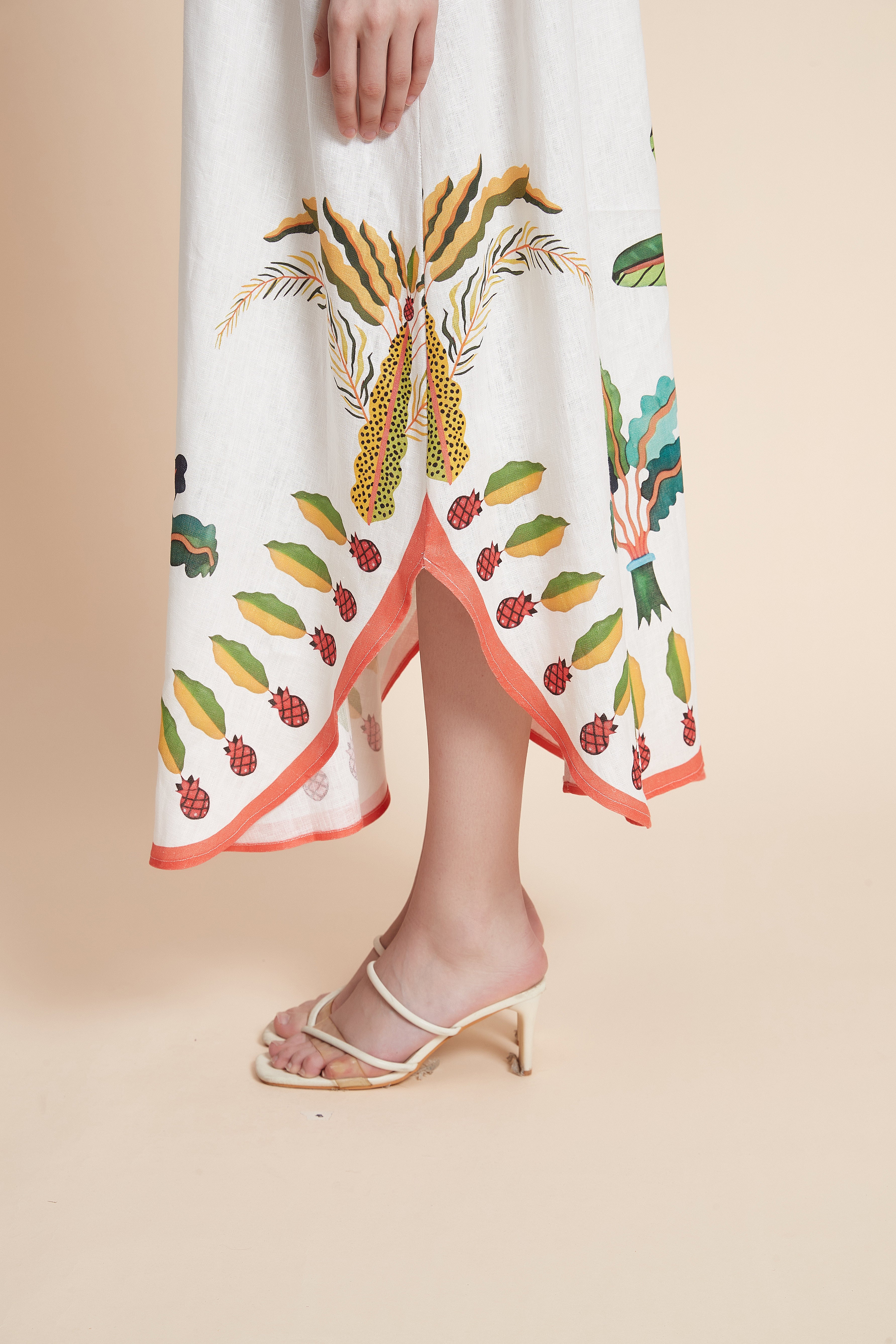Tropical Palm Linen Kaftan