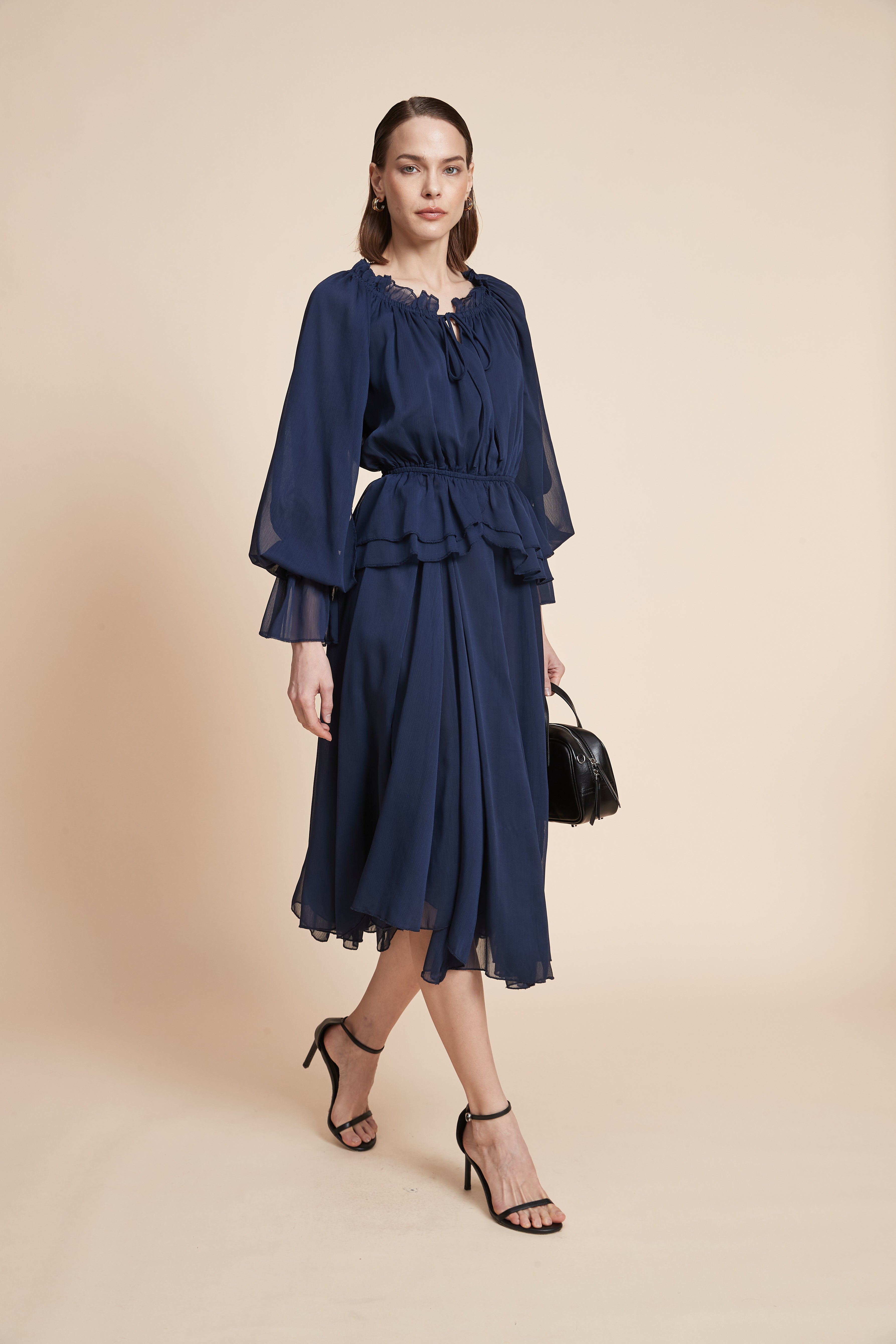 Long-Sleeved Plain Blouse