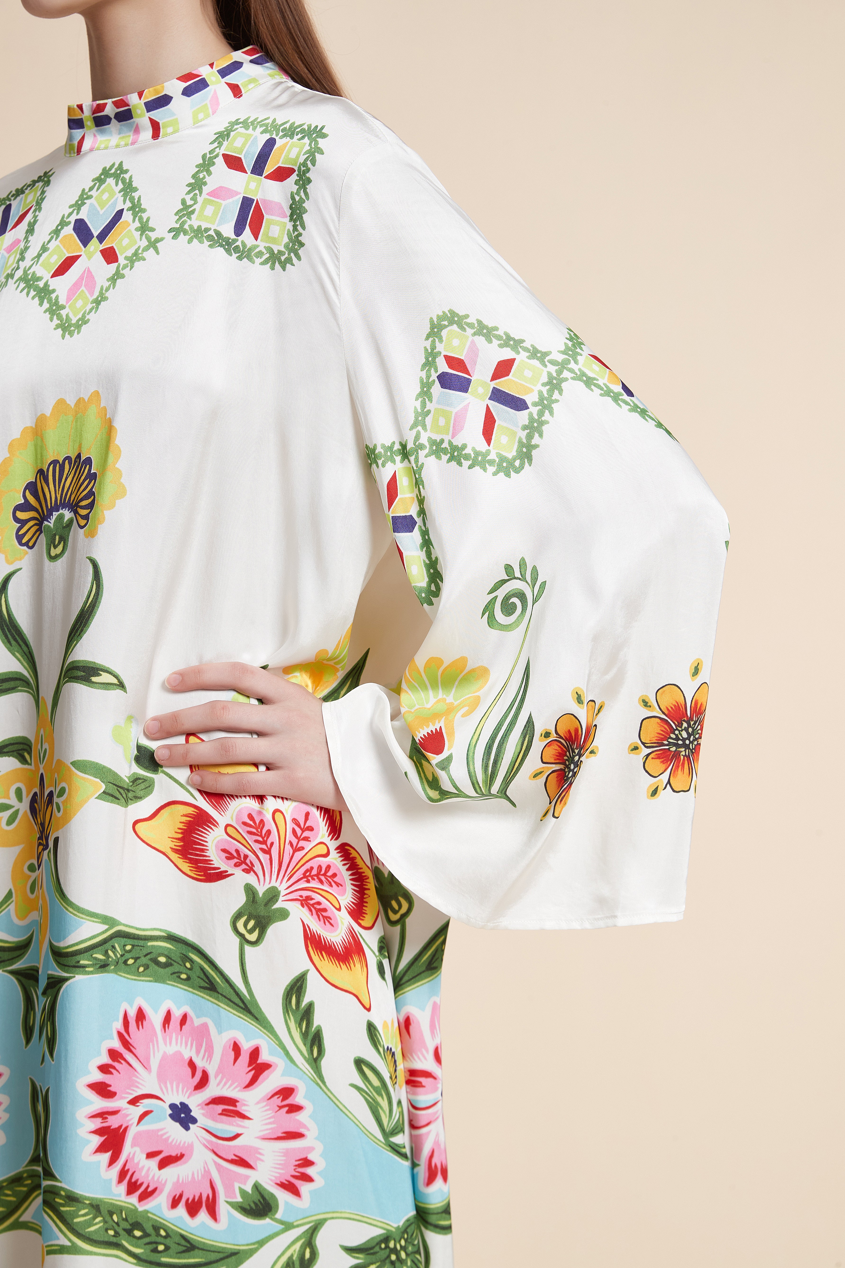 Garden Mosaic Tie-Back Kaftan