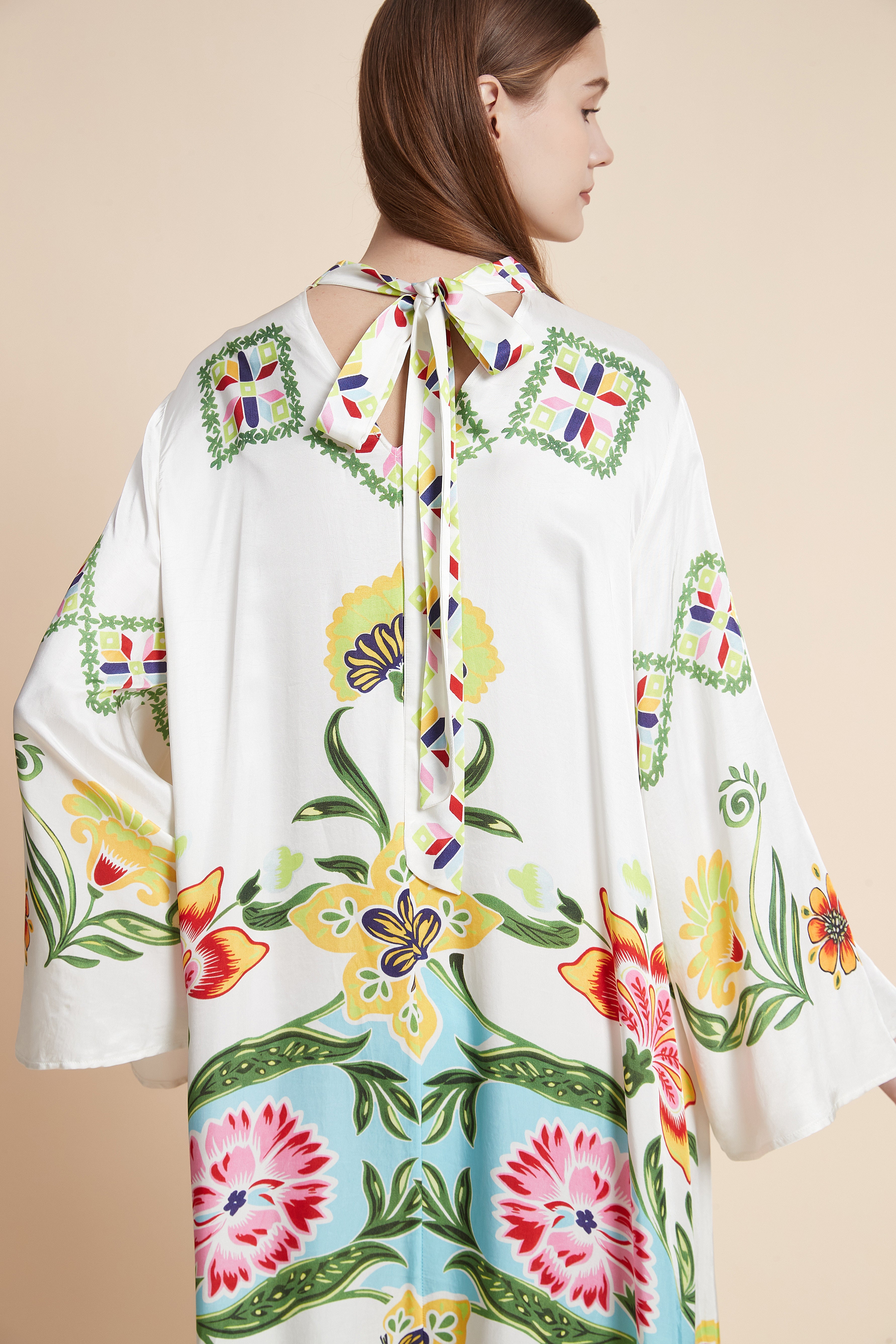 Garden Mosaic Tie-Back Kaftan