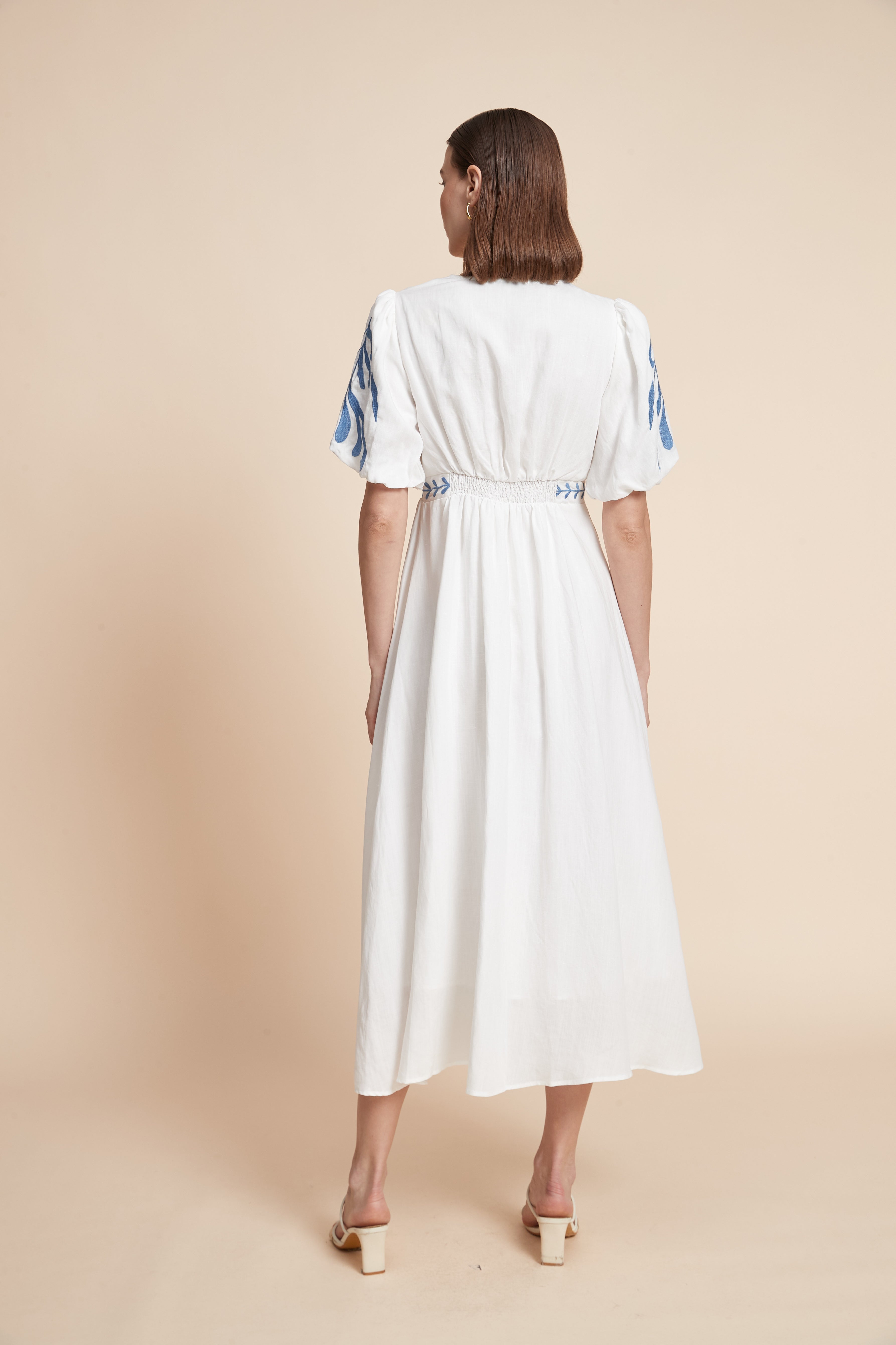 Print Midi Dress With Short Sleeves