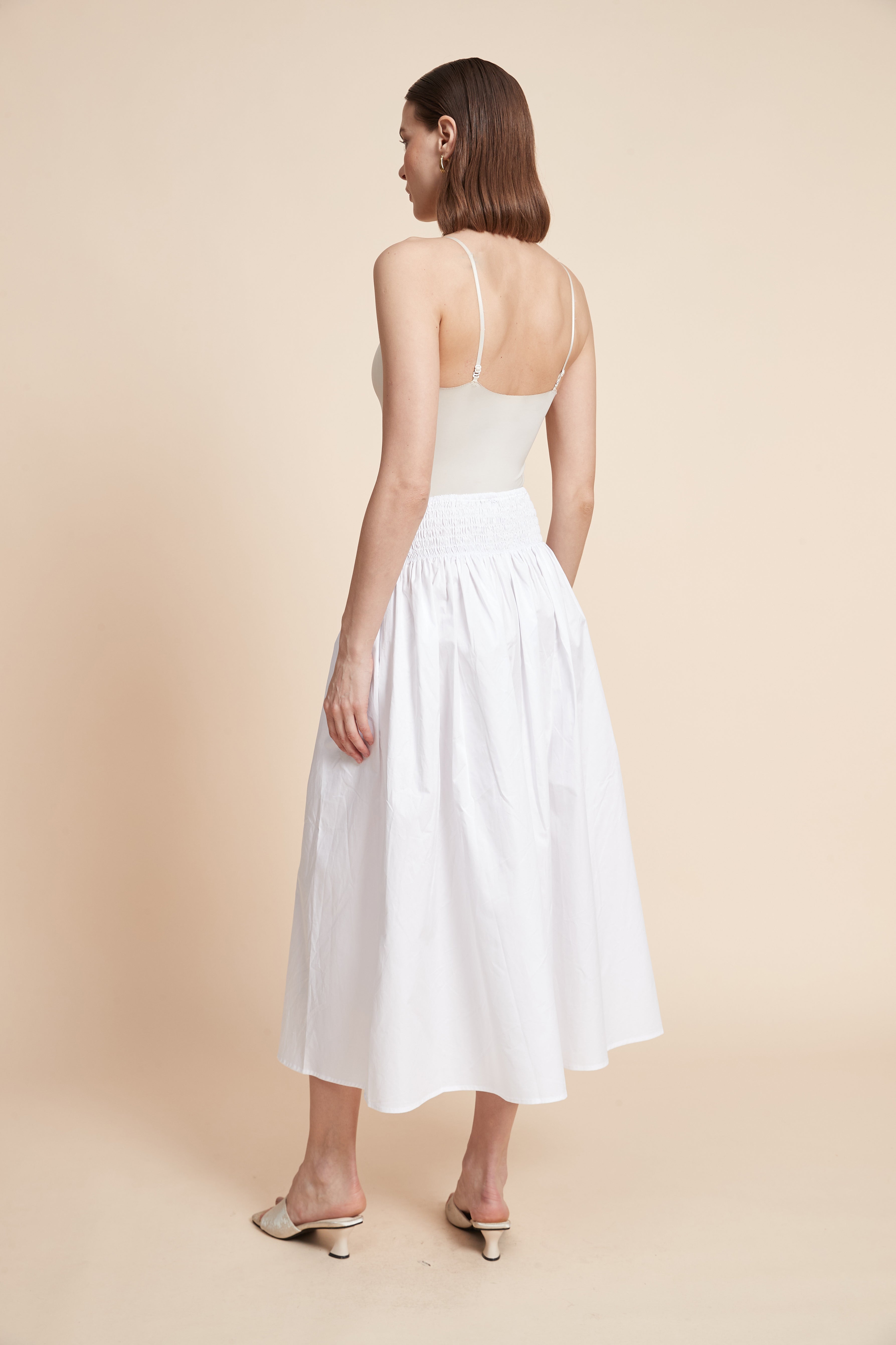 Pleated Plain Midi Skirt