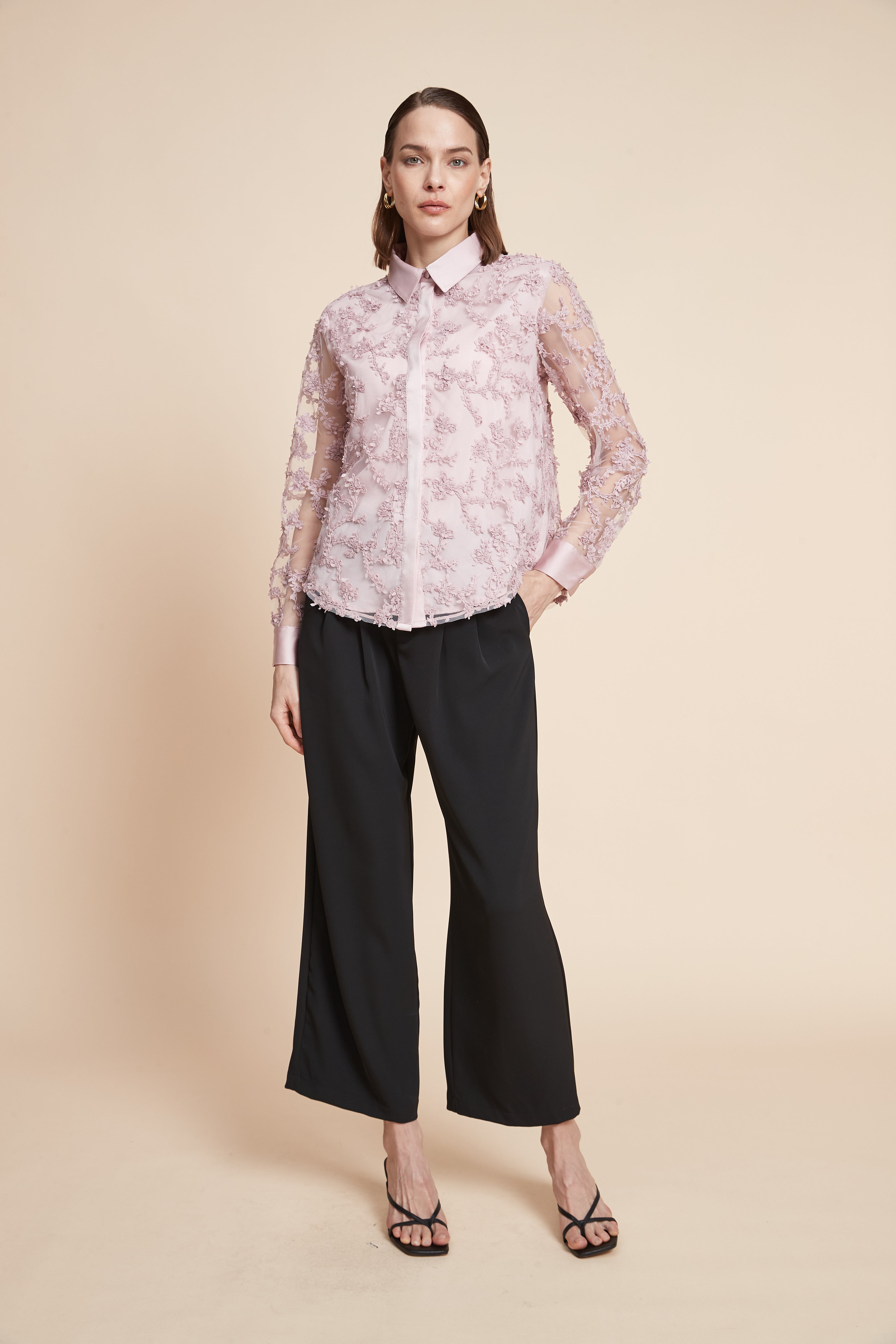 Embroidered Midi Shirt With Long Sleeves