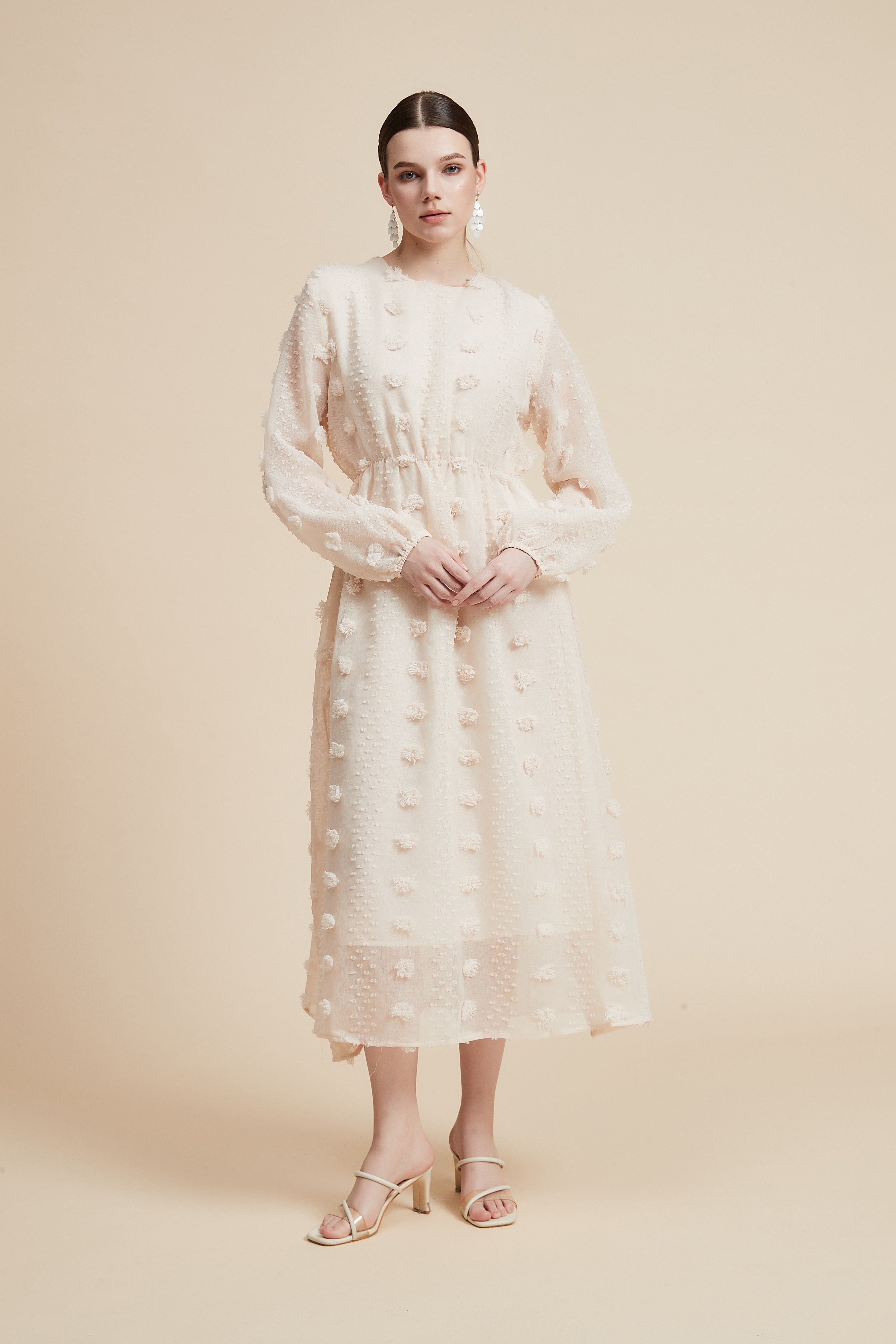 Flowing Rose Dress With Long Sleeves