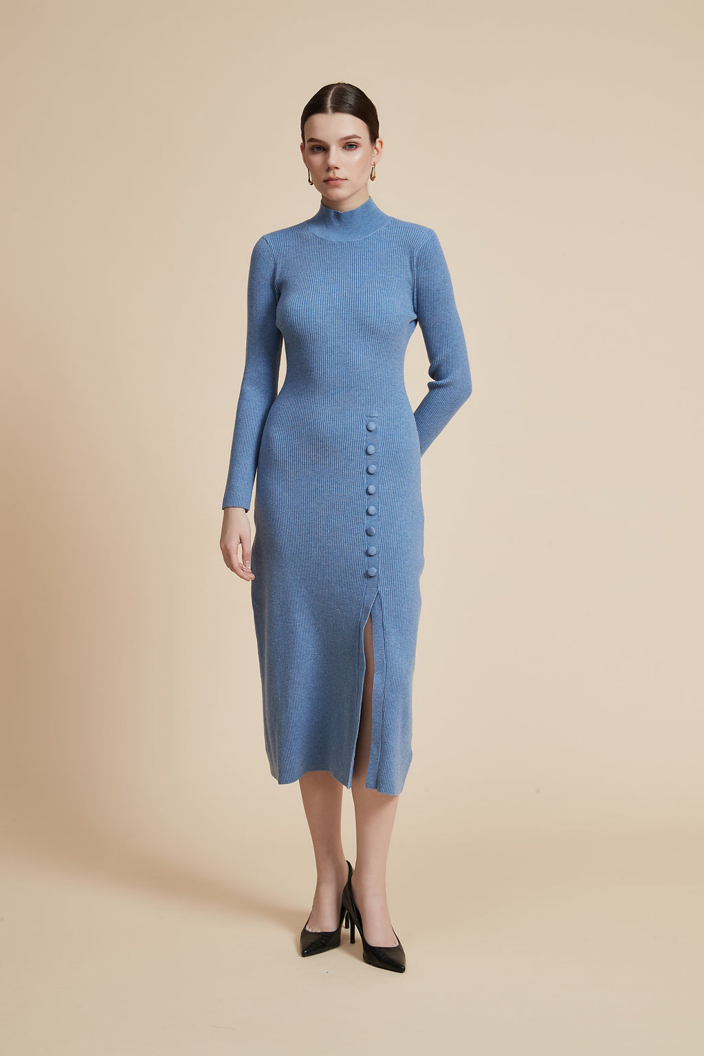 ribbed modal long sleeve slip dress Chic Solid Midi with Sleeves and Side Slit This beautiful dress is Size:14Year collection:Valentines24 How To Style Formal
