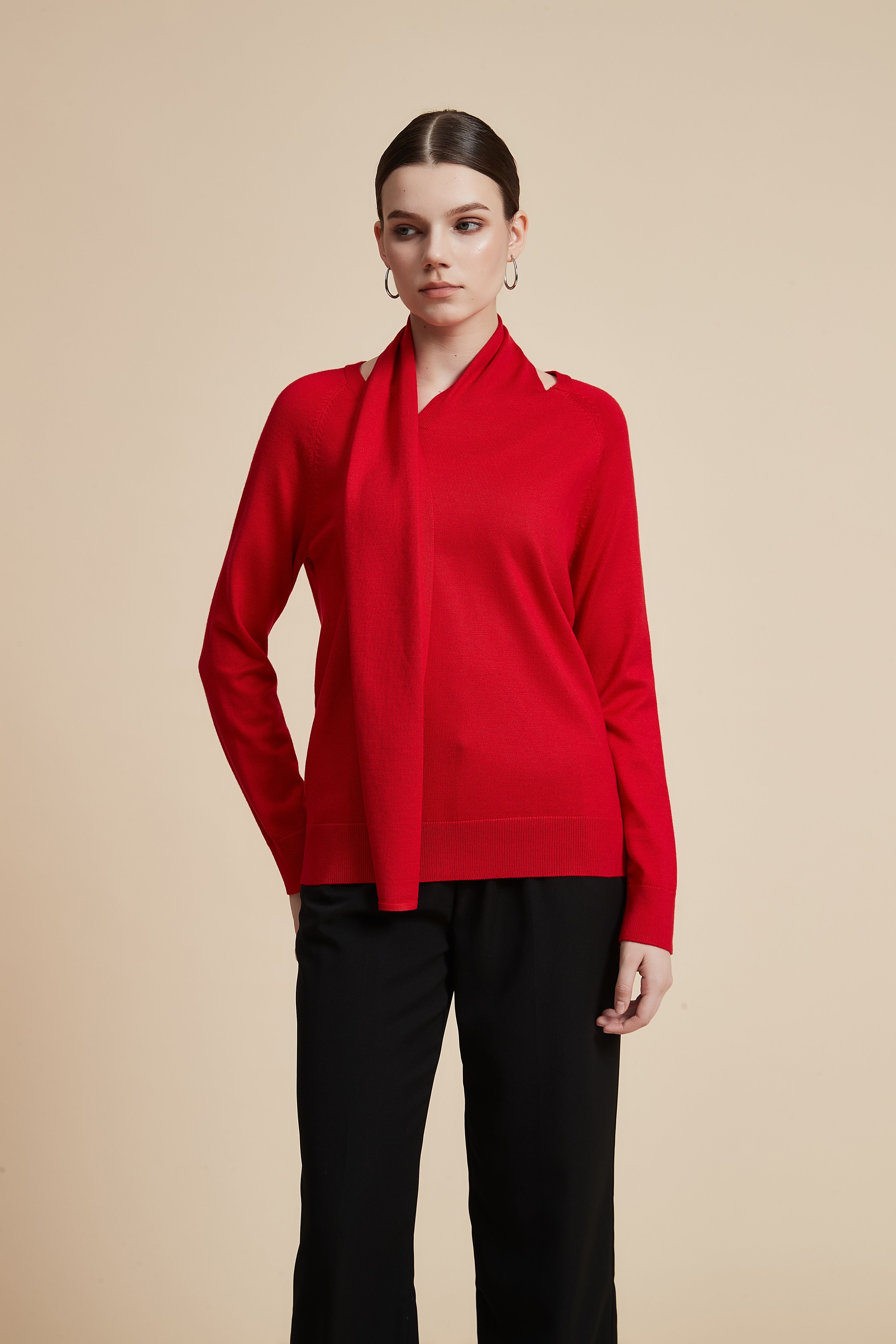 Solid Long Sleeve Cropped Sweater