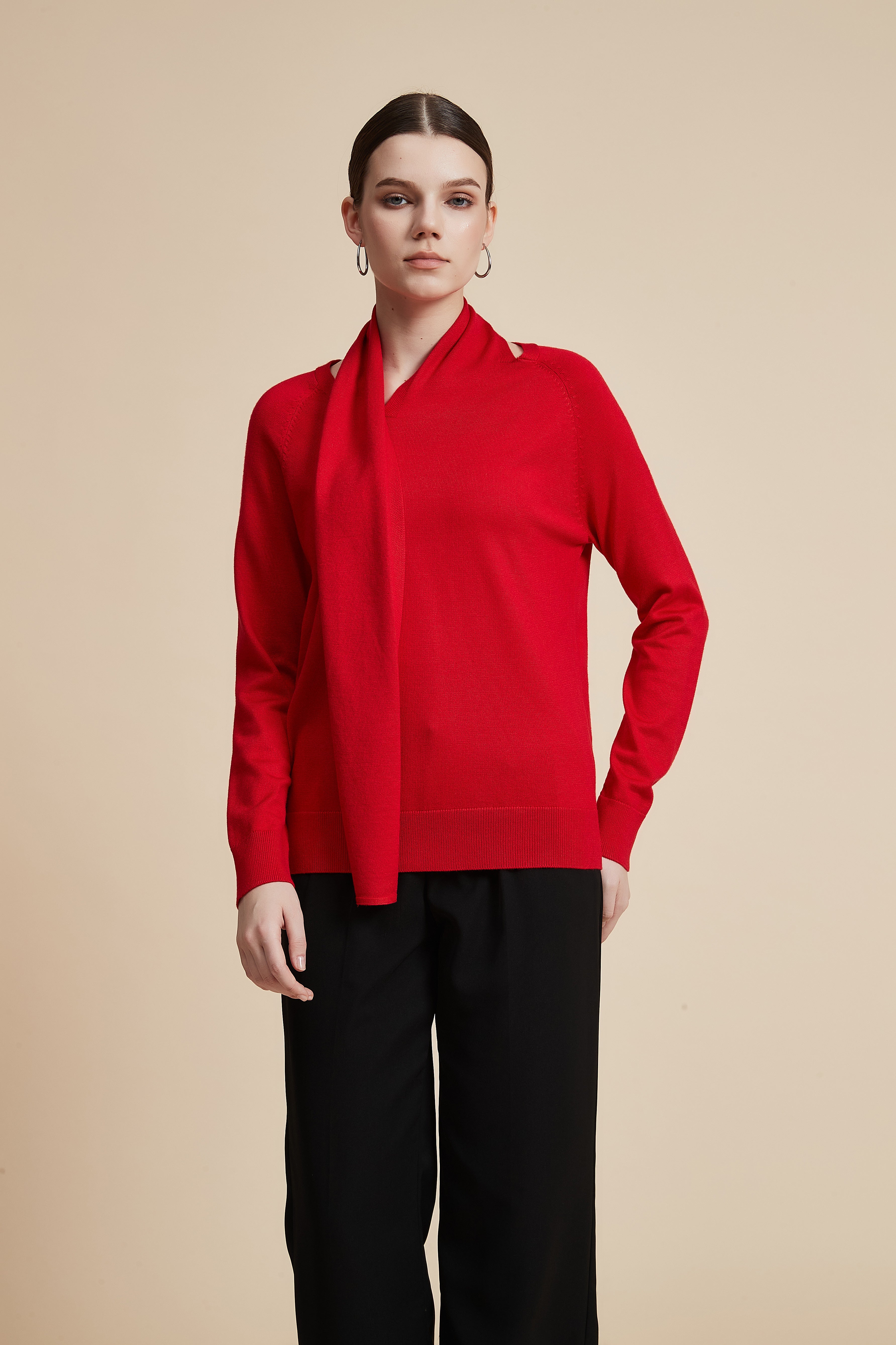 Solid Long Sleeve Cropped Sweater