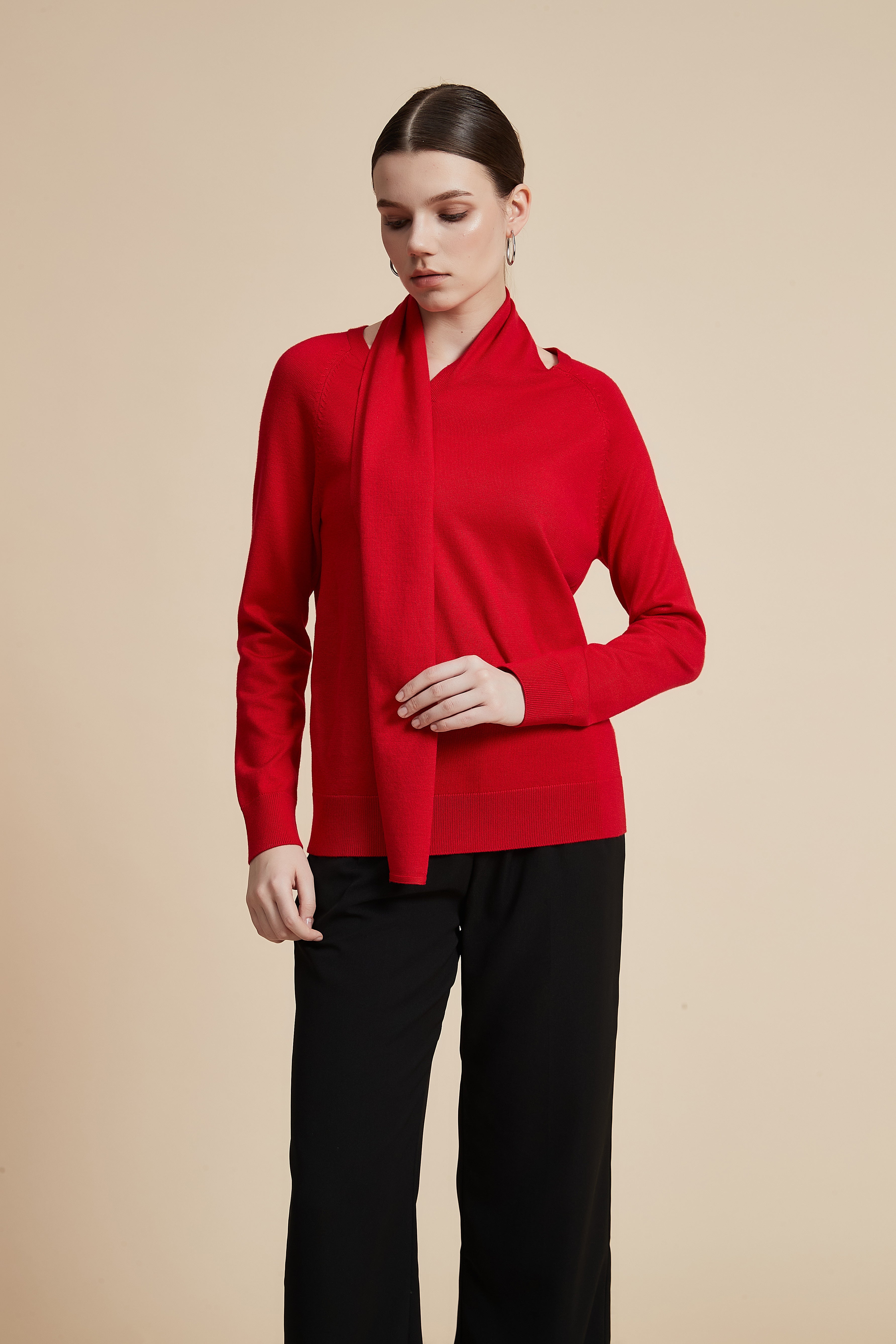 Solid Long Sleeve Cropped Sweater