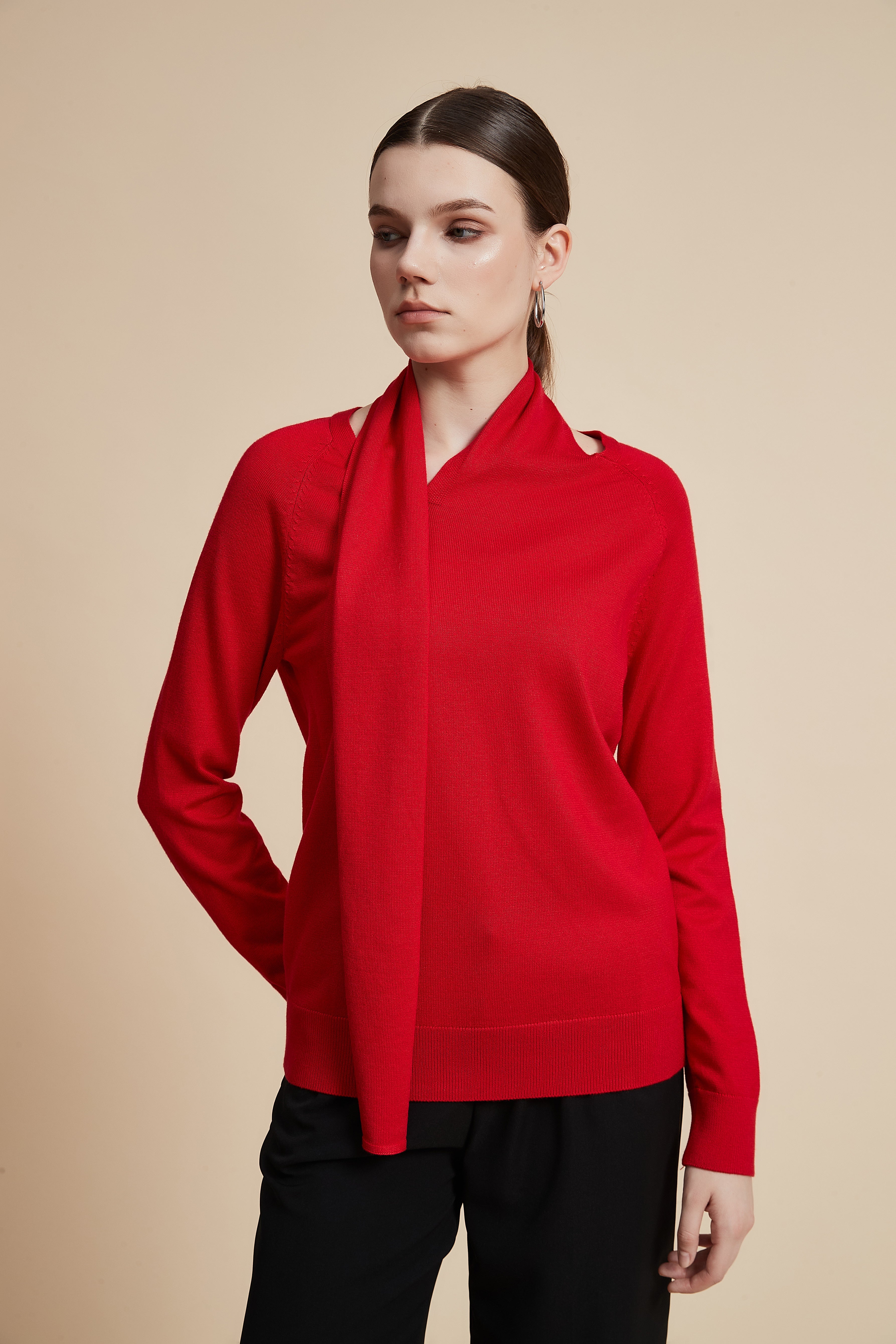 Solid Long Sleeve Cropped Sweater